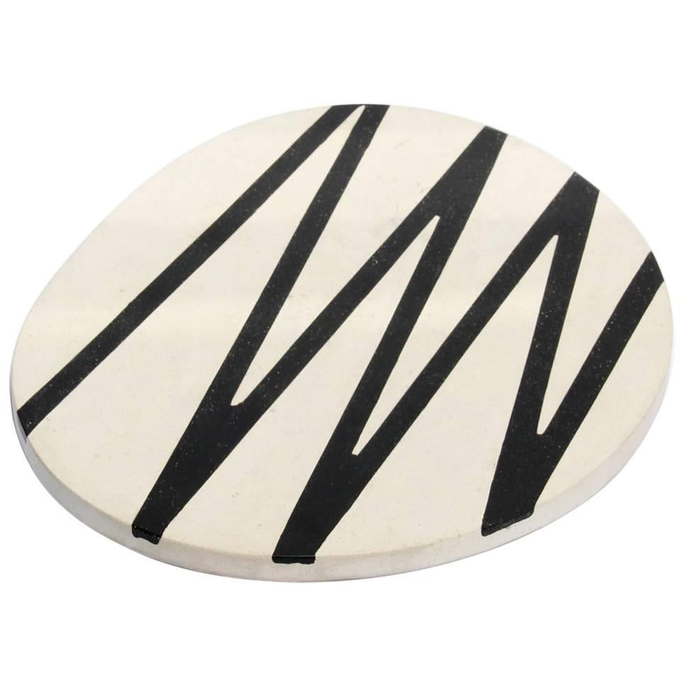 Board or Serving Plate Stone Resin Contemporary Style Black/White For Sale