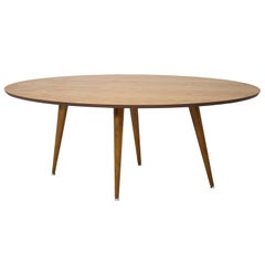 Board Oval Oak Dining Table with Tapered Spindle Legs 