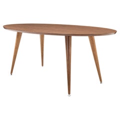 Board Oval Oak Dining Table with Tapered Spindle Legs 