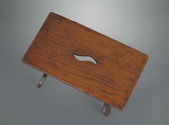 Boarded Elm 18th Century Stool of Trestle Design