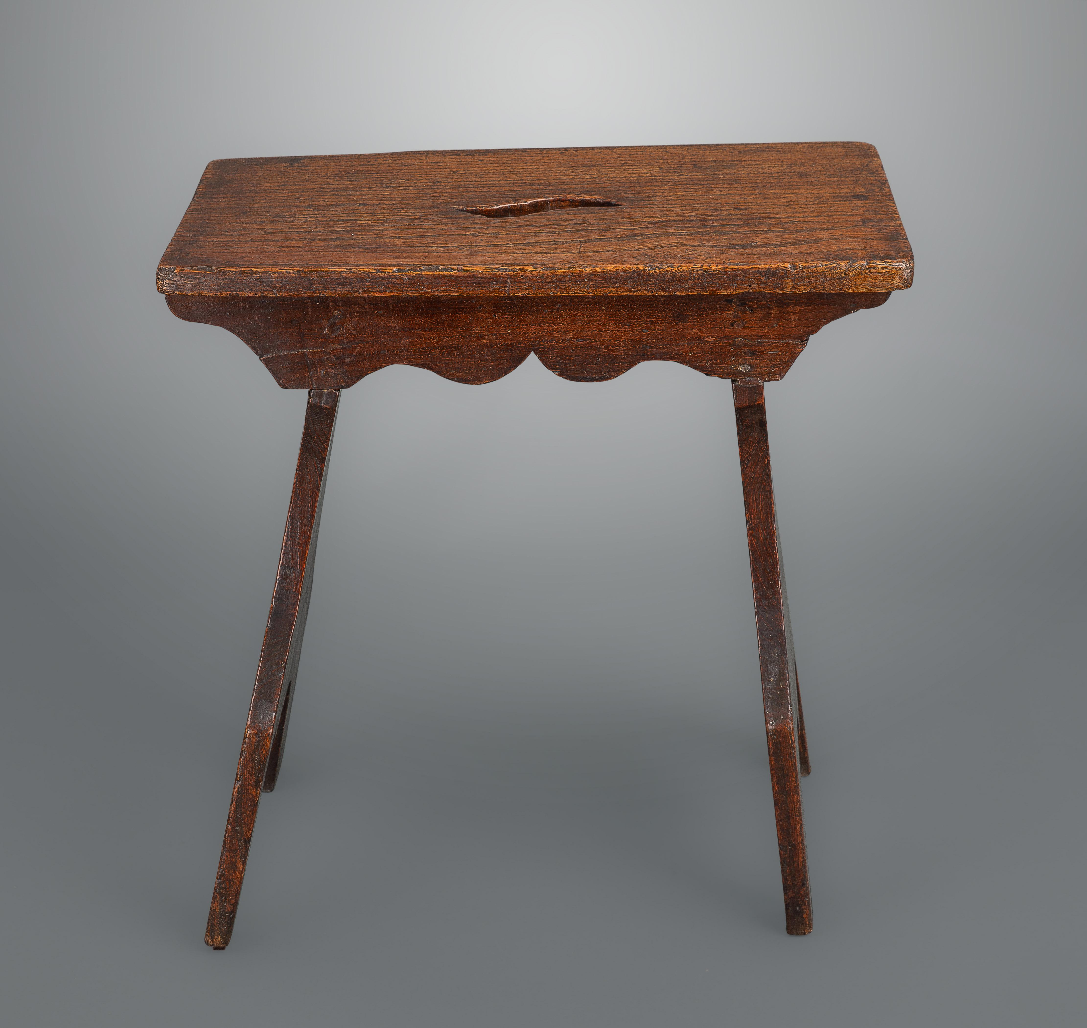 Country Boarded Elm 18th Century Stool of Trestle Design For Sale
