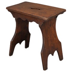 Boarded Elm 18th Century Stool of Trestle Design