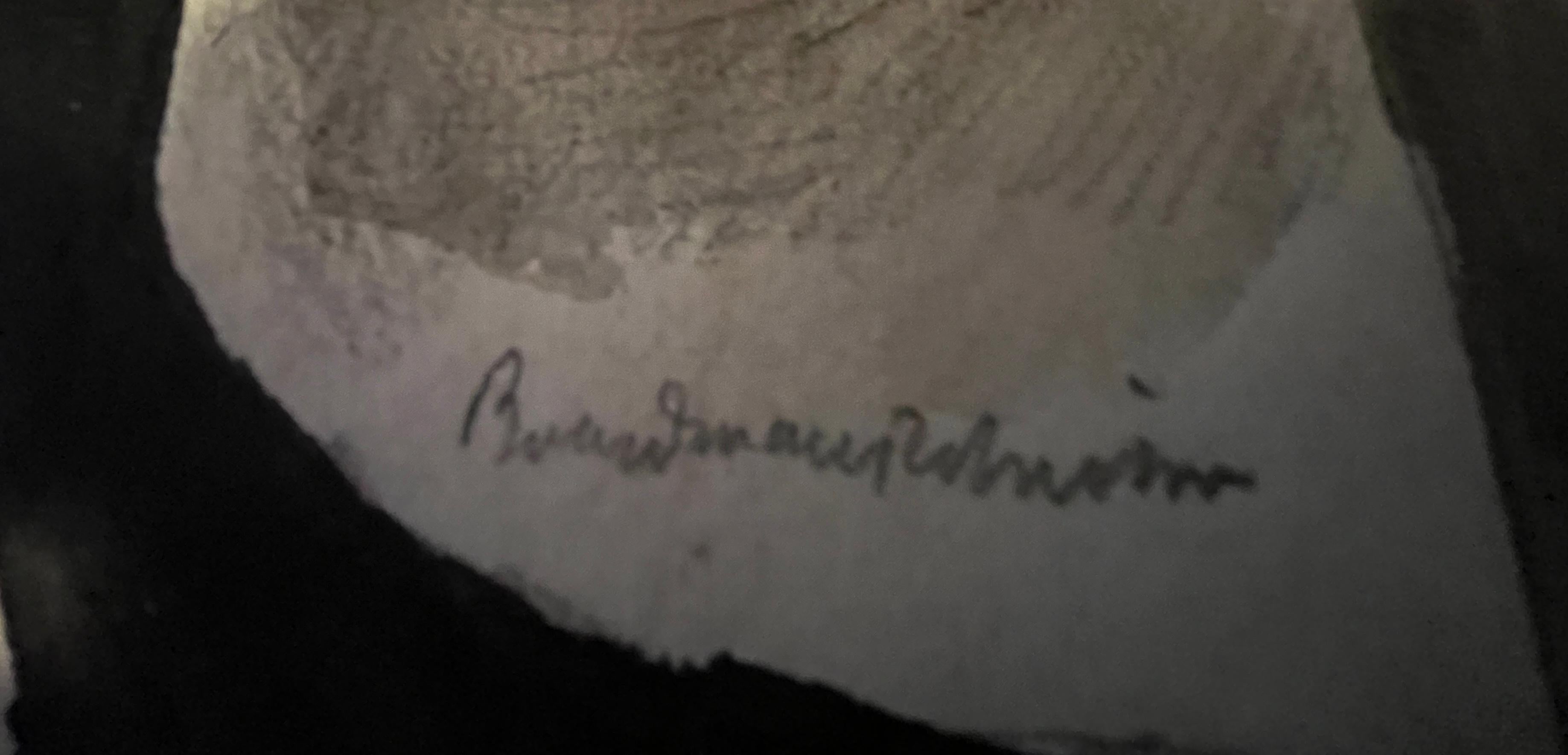 Pinceau, encres noire et grise et lavis sur papier vélin crème.  Signé par l'artiste au crayon, en bas au centre.  Titre au crayon, en bas à droite.  Inscrit au nom et à l'adresse de l'artiste au crayon, au verso.