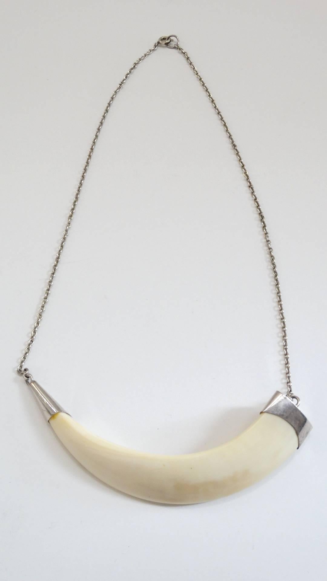 Boars Tusk Sterling Silver Necklace  4