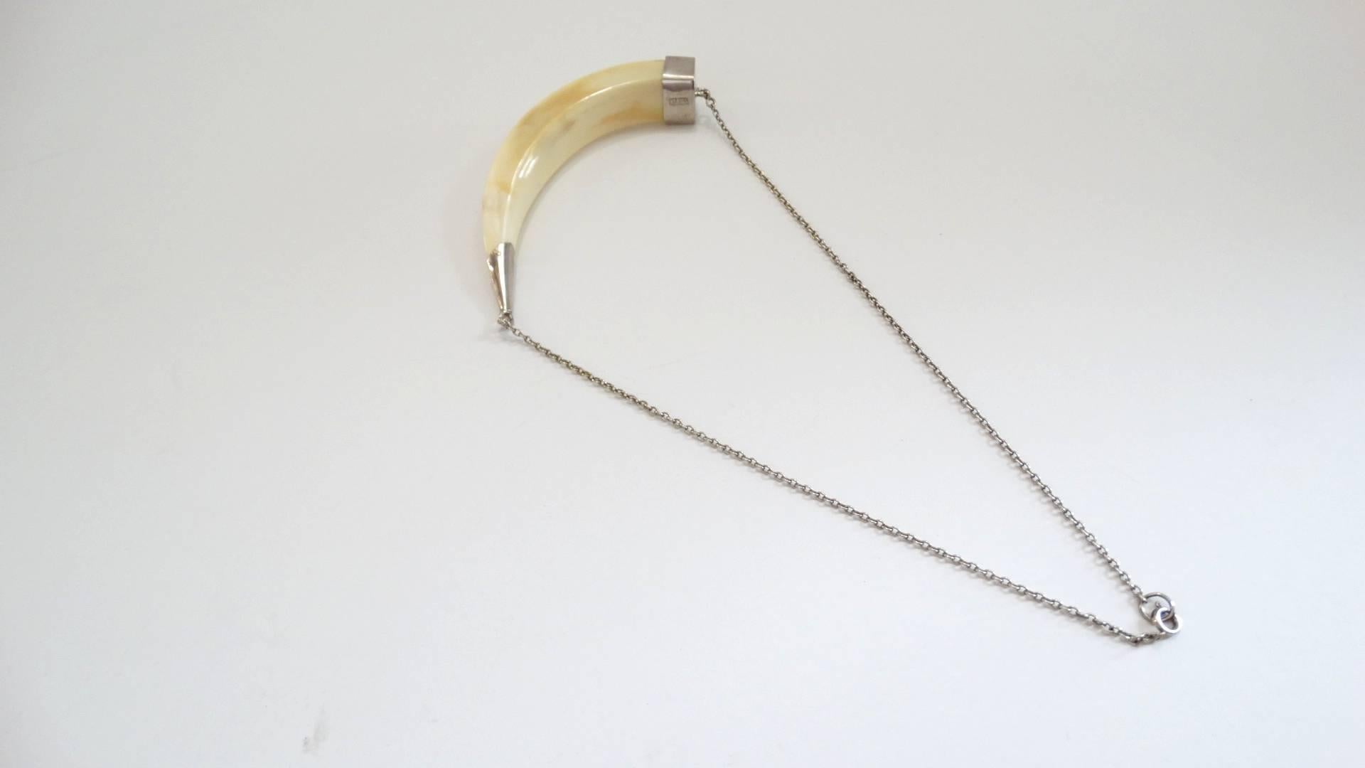 Boars Tusk Sterling Silver Necklace 1