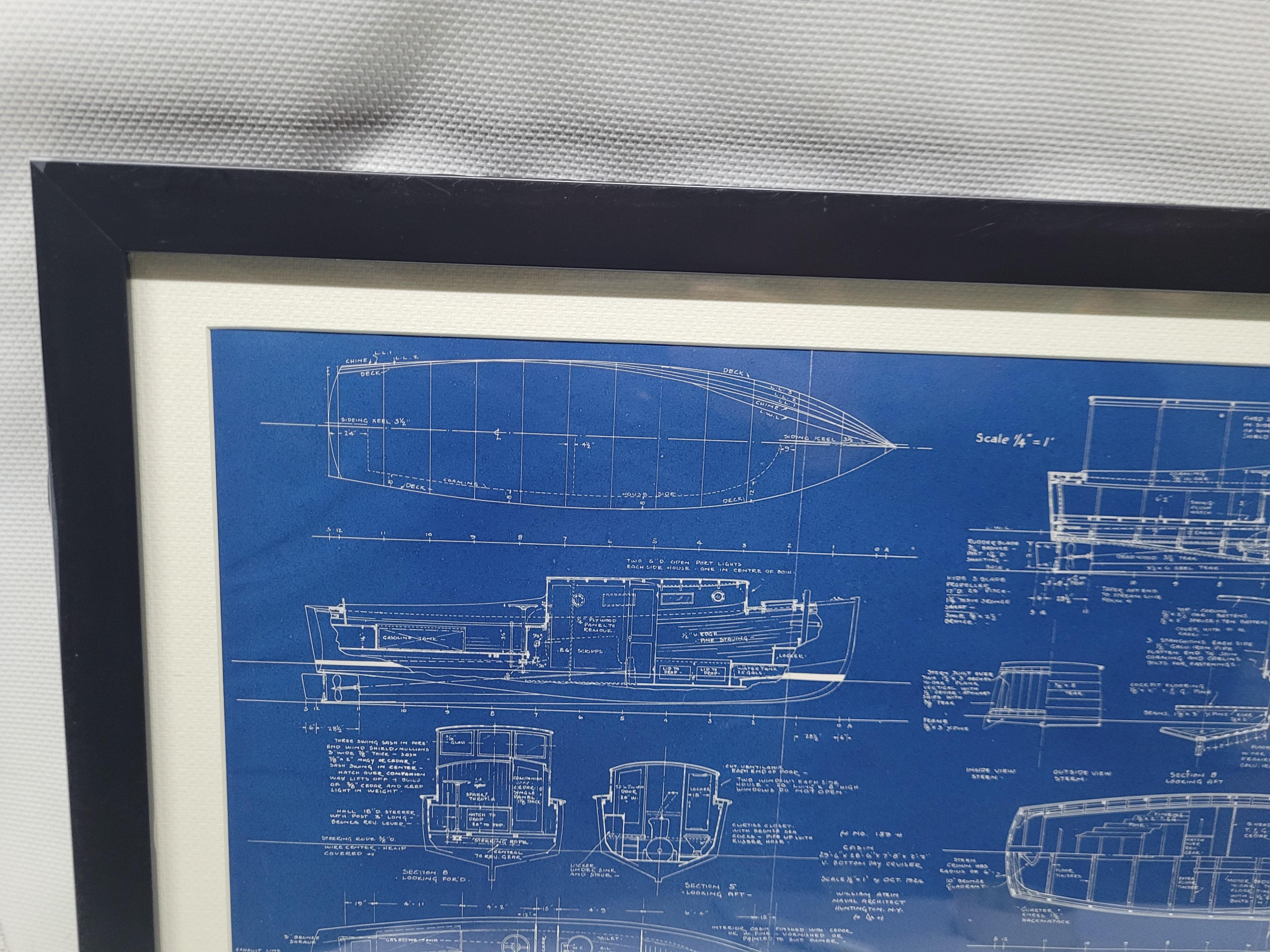 Blueprint of the Cabrilla de Motor Boating Publications Bon état - En vente à Norwell, MA