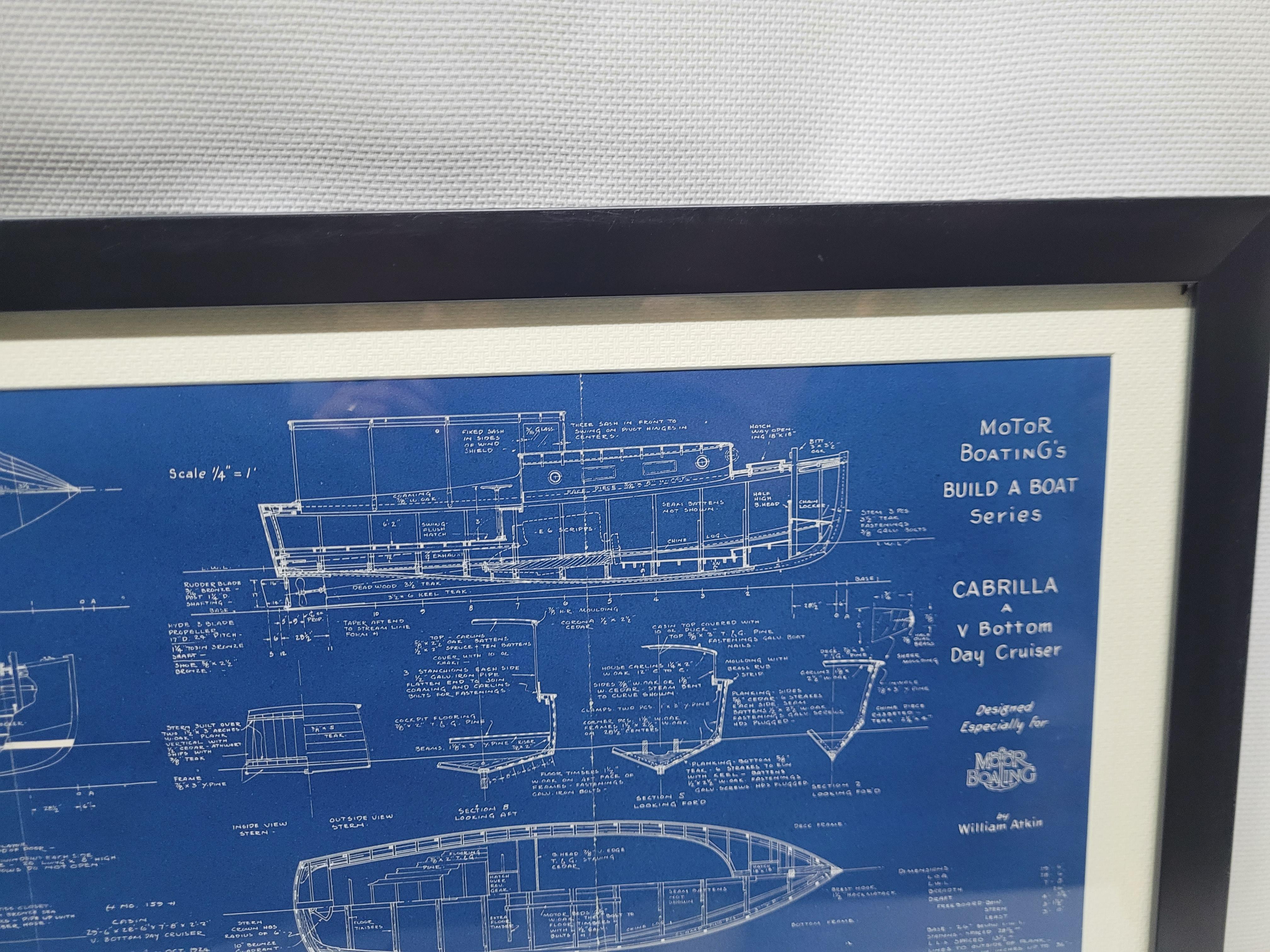 Fin du 20e siècle Blueprint of the Cabrilla de Motor Boating Publications en vente