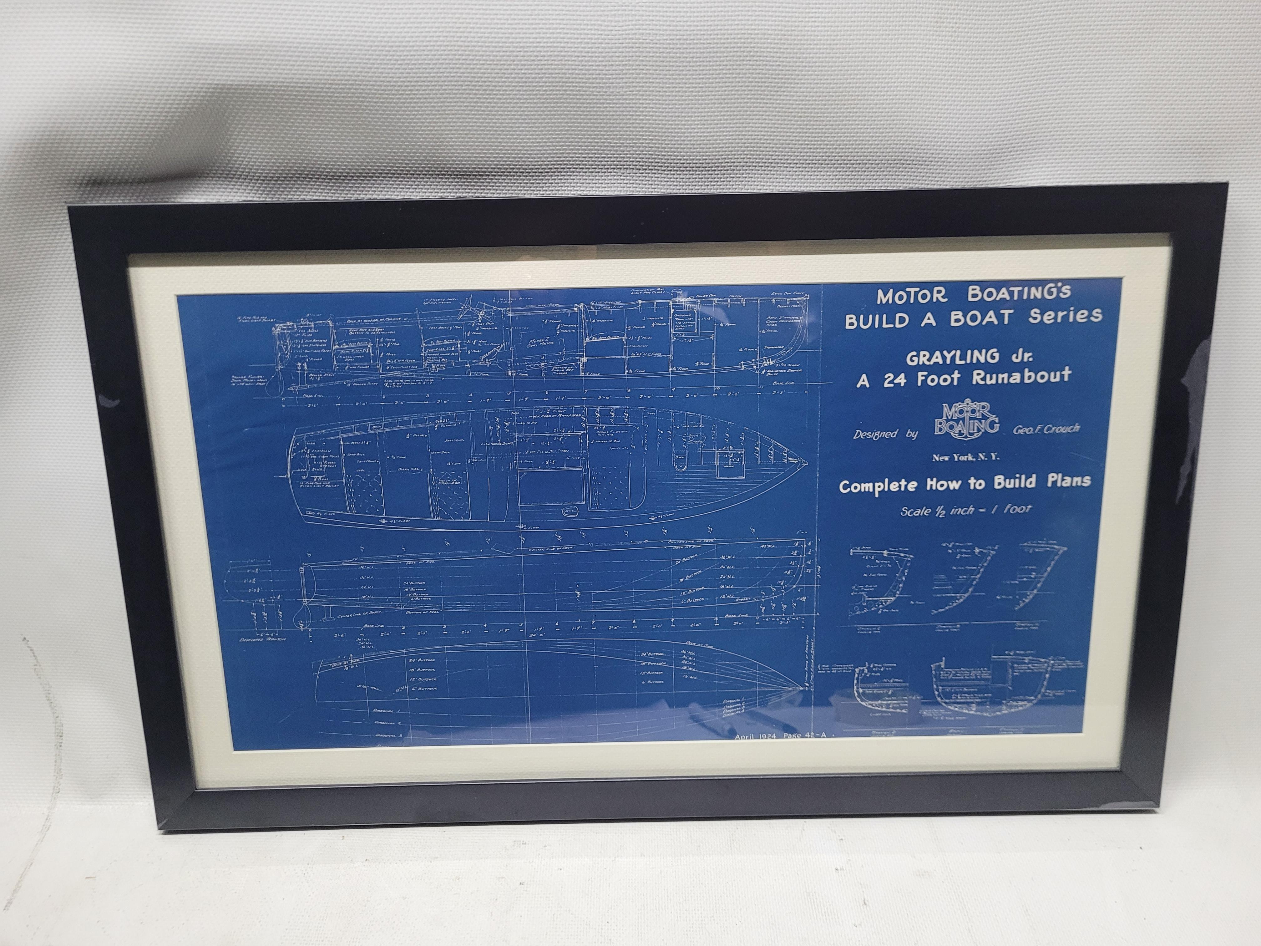 Boat blueprint from Motor Boating's Build a Boat series. This blueprint shows a George Crouch design of the twenty-four-foot runabout 