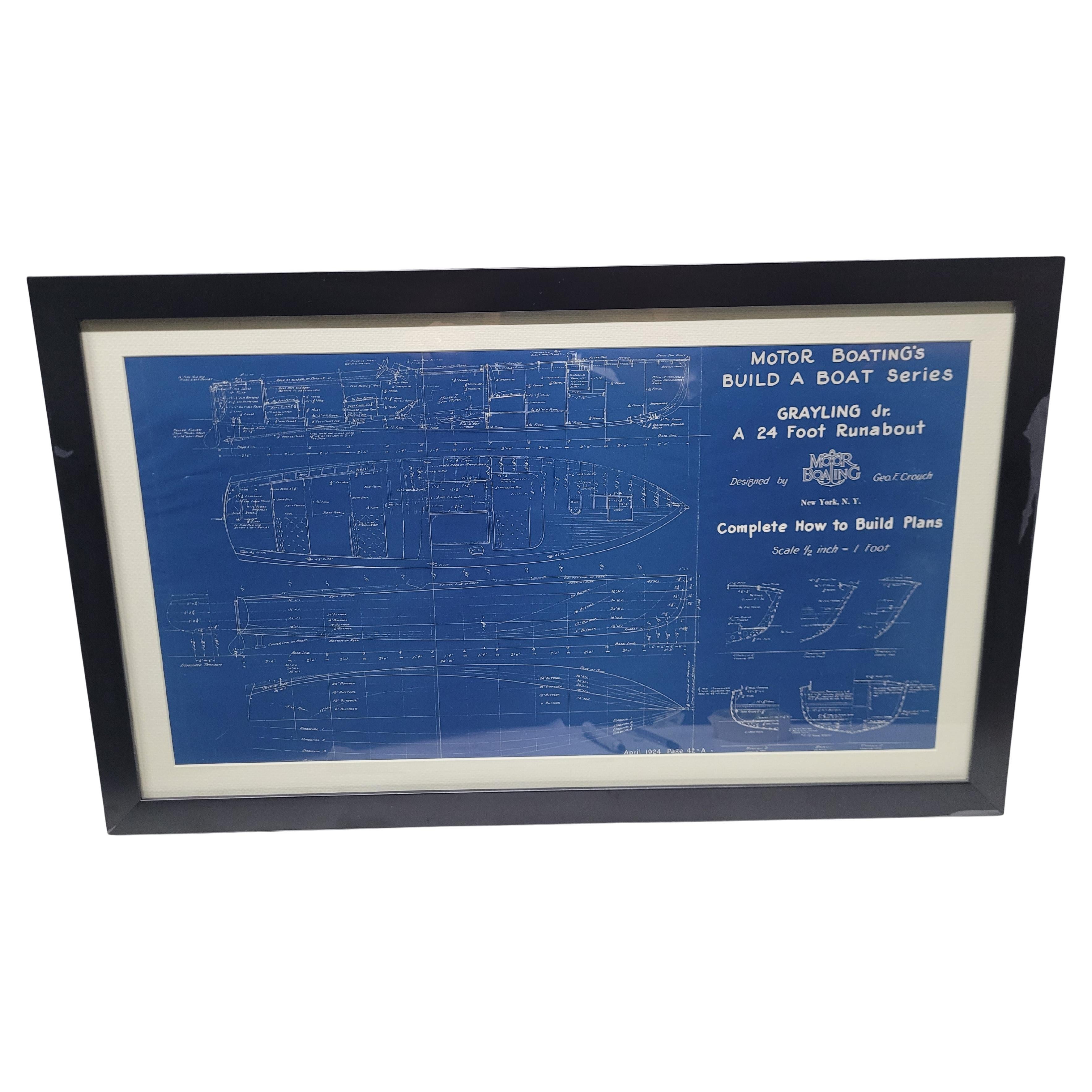 Boat Blueprint of the "Grayling JR" from Motor Boating Publications