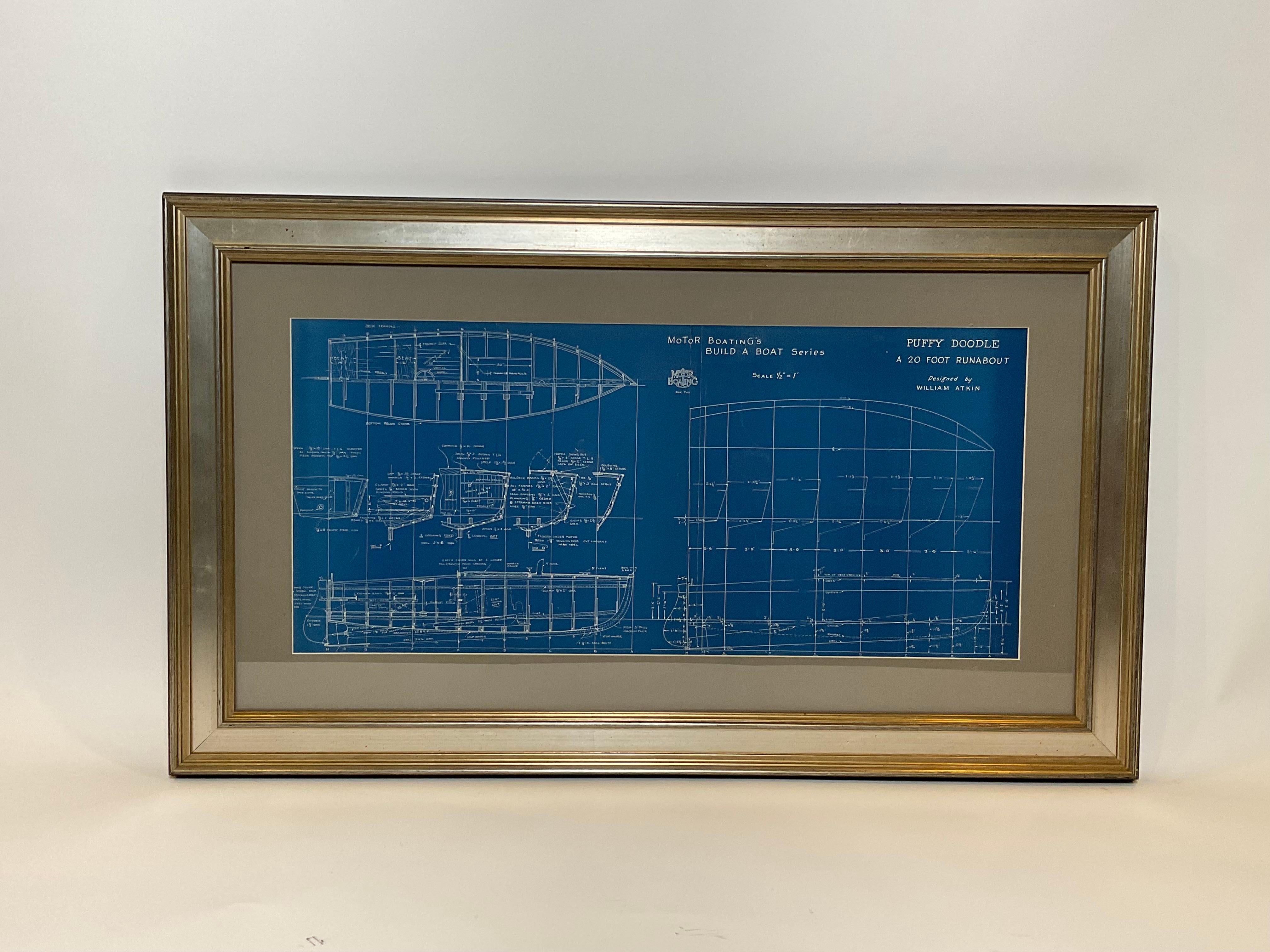 Boat Blueprint des Laufsteg-Blaues „Puffy Doodle“ im Zustand „Gut“ im Angebot in Norwell, MA