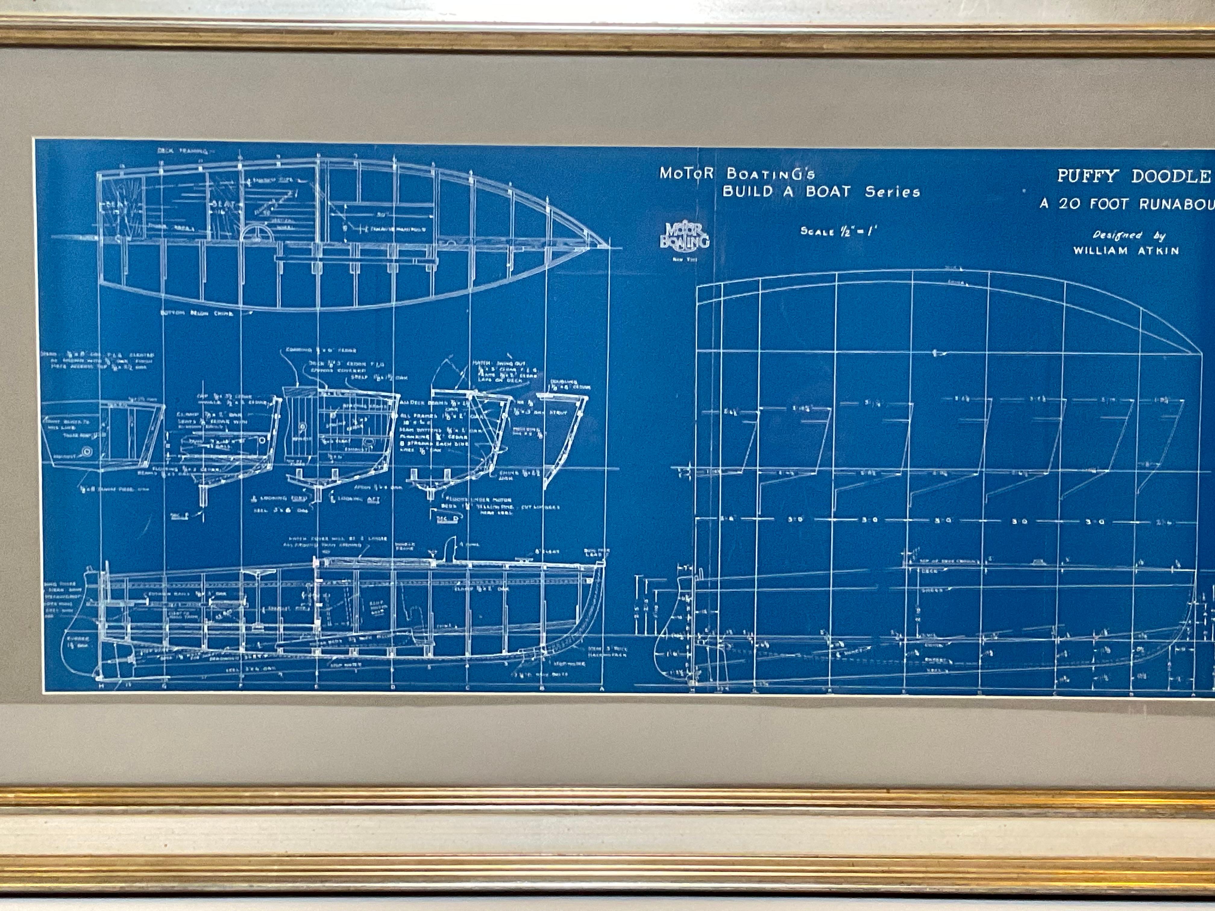 Boat Blueprint des Laufsteg-Blaues „Puffy Doodle“ (Papier) im Angebot