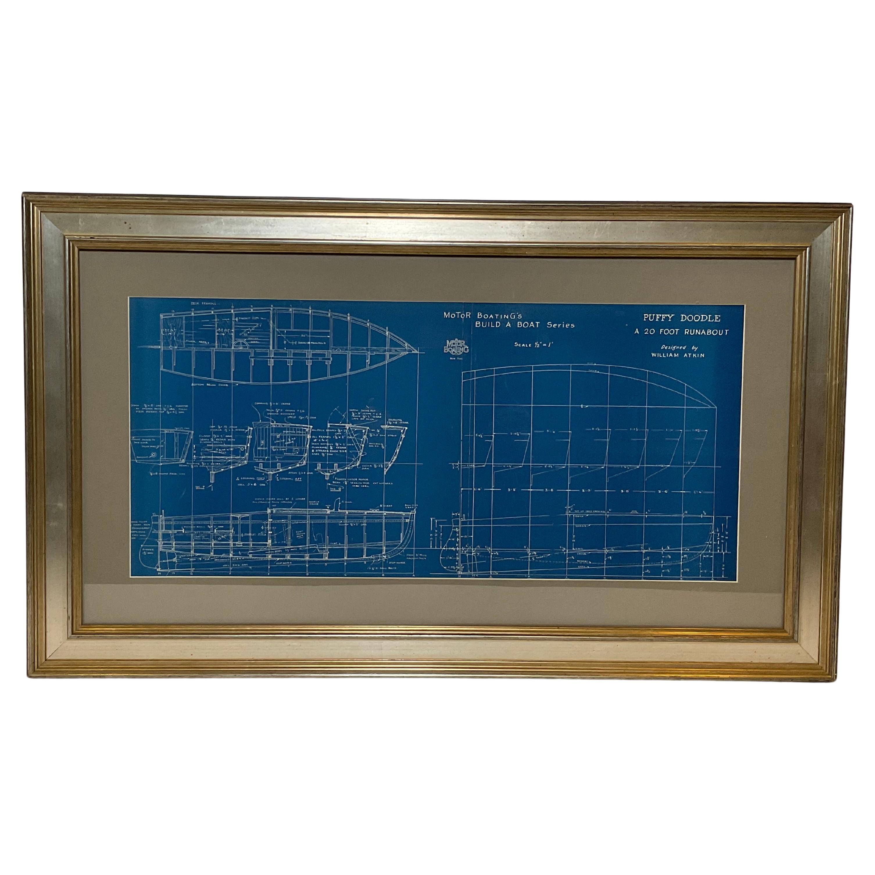 Boat Blueprint des Laufsteg-Blaues „Puffy Doodle“ im Angebot