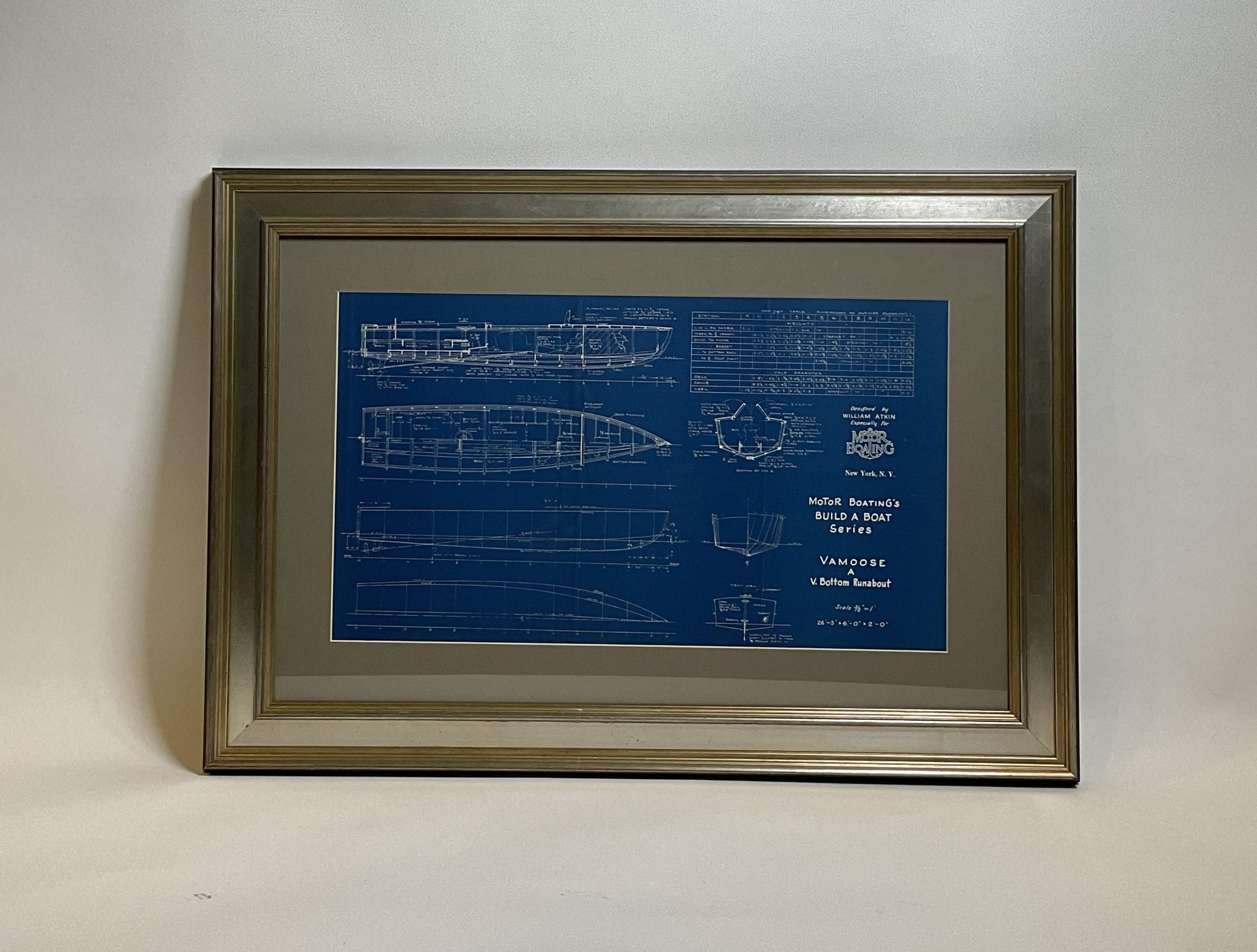 North American Boat Blueprint of the Runabout Vamoose For Sale