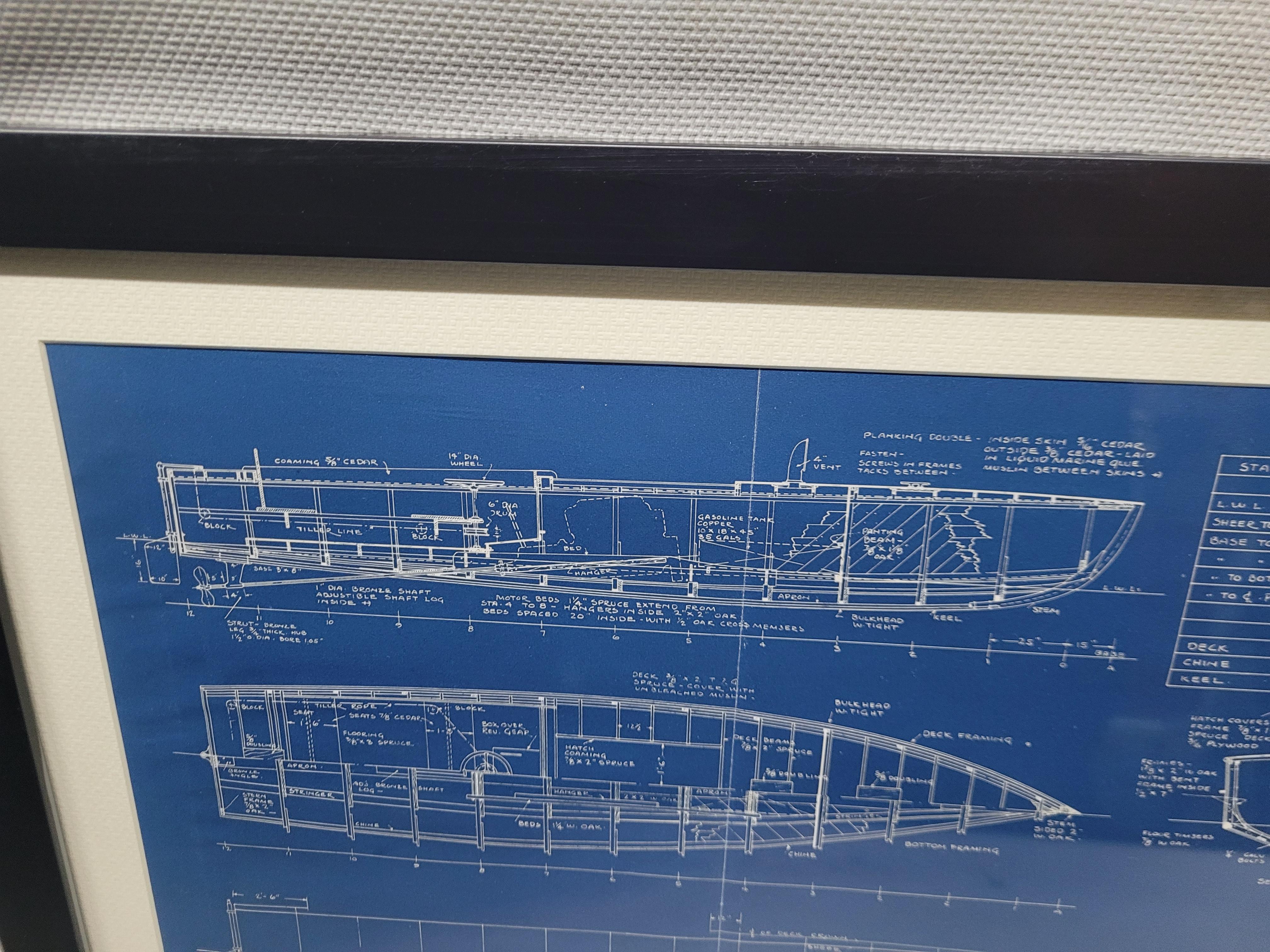 Late 20th Century Boat Blueprint of the Runabout 