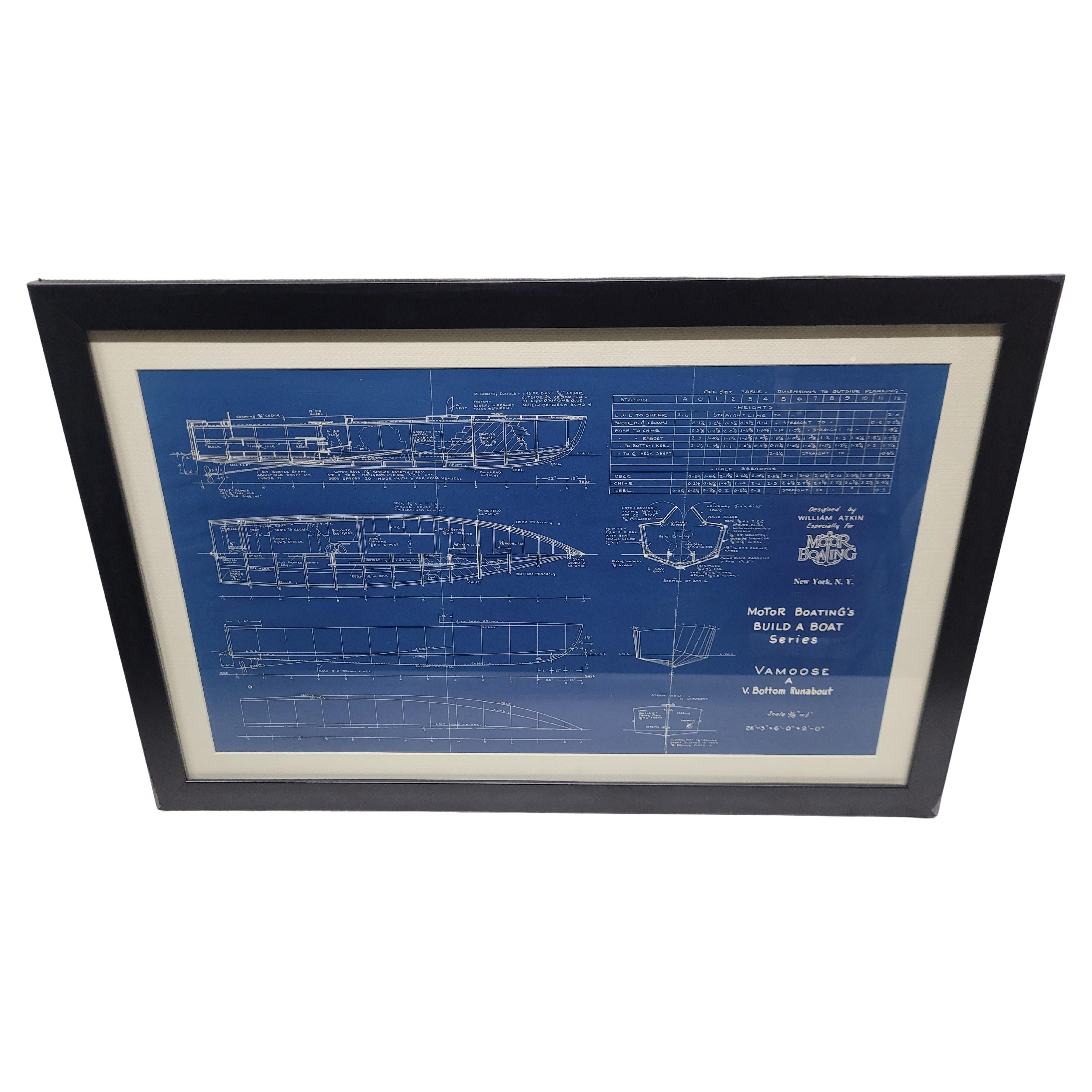 Boat Blueprint of the Runabout "Vamoose" from Motor Boating Publications