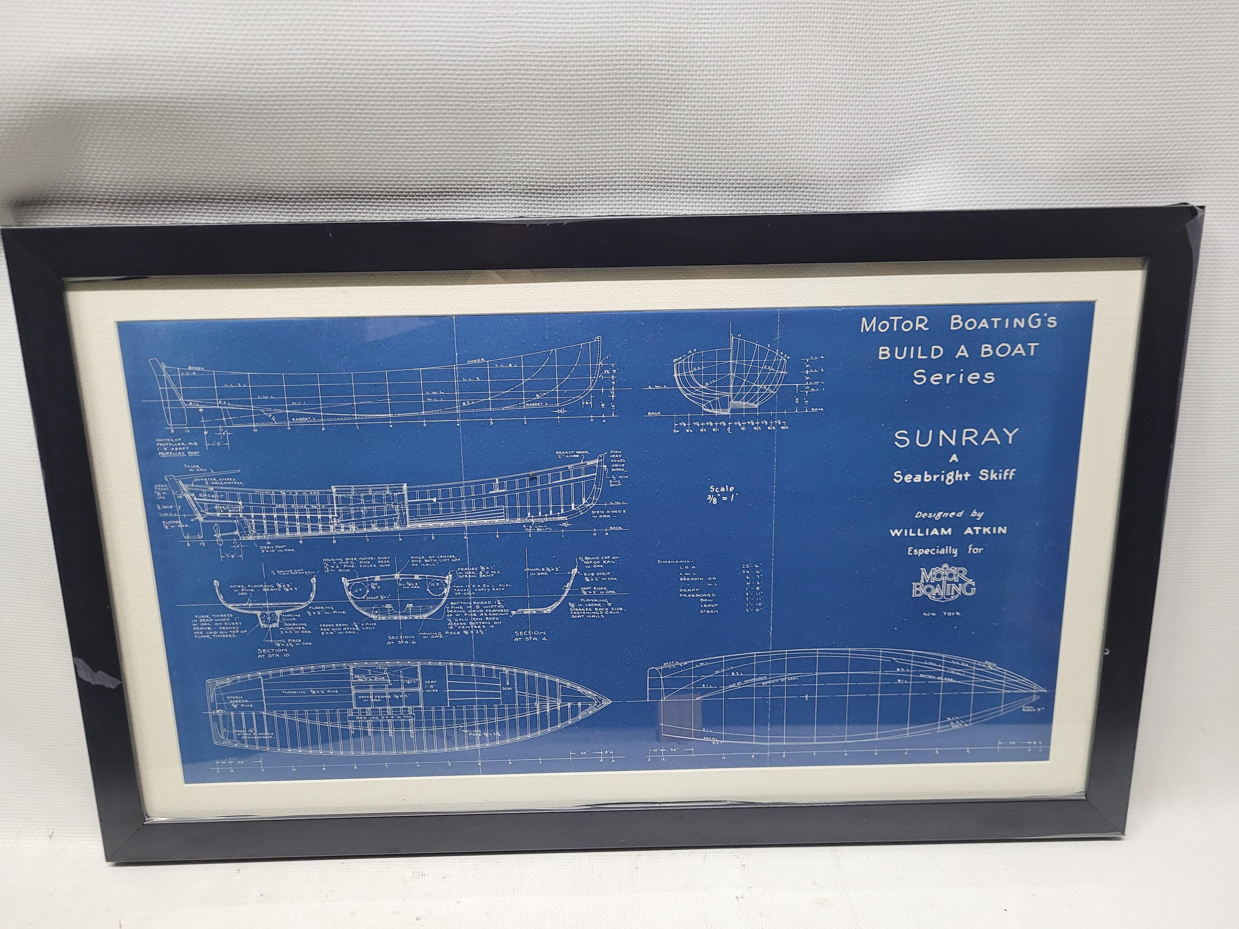 Boat Blueprint of the "Sunray" from Motor Boating Publications