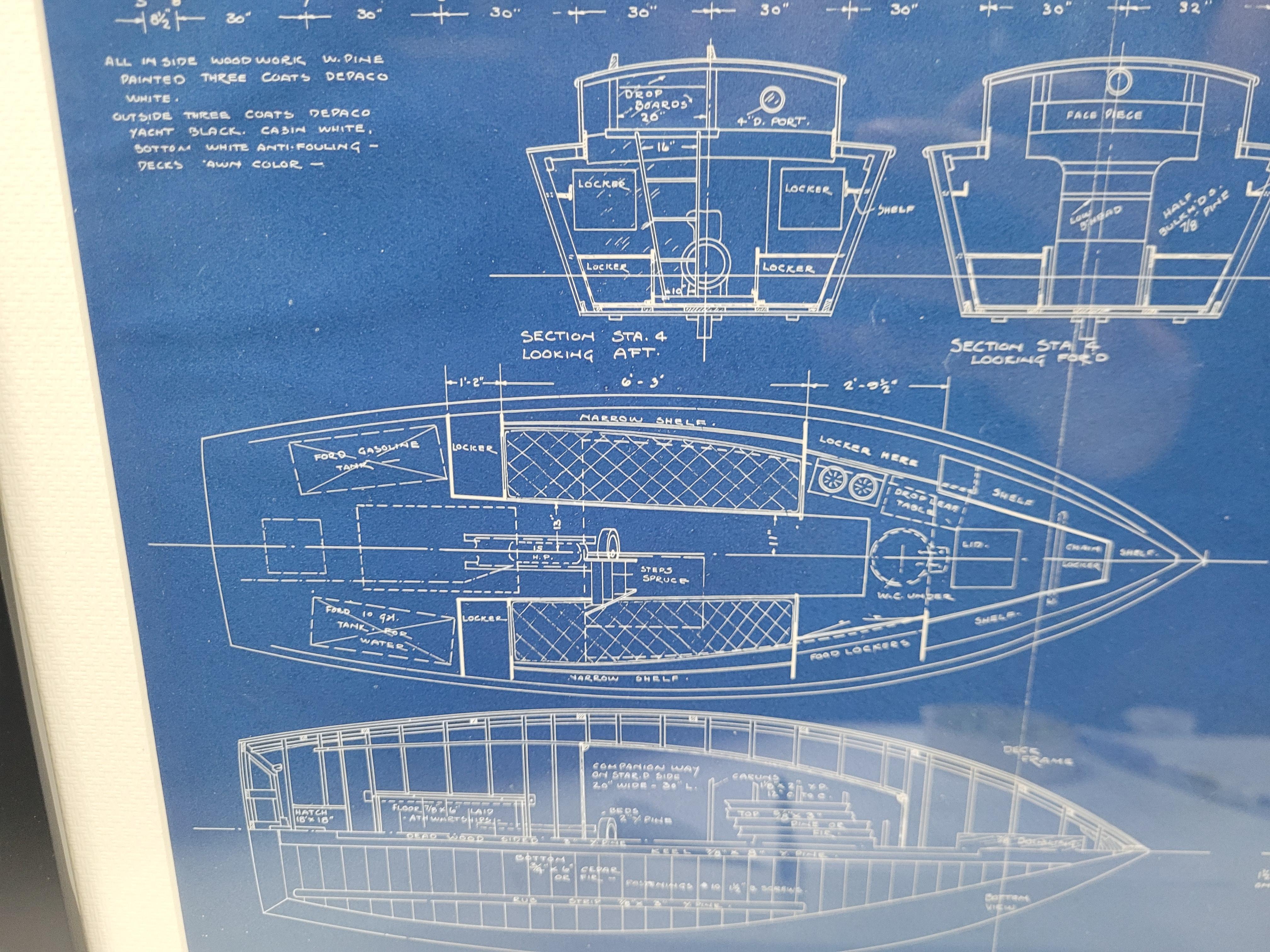 Blueprint of the Sunrise de Motor Boating Publications en vente 2