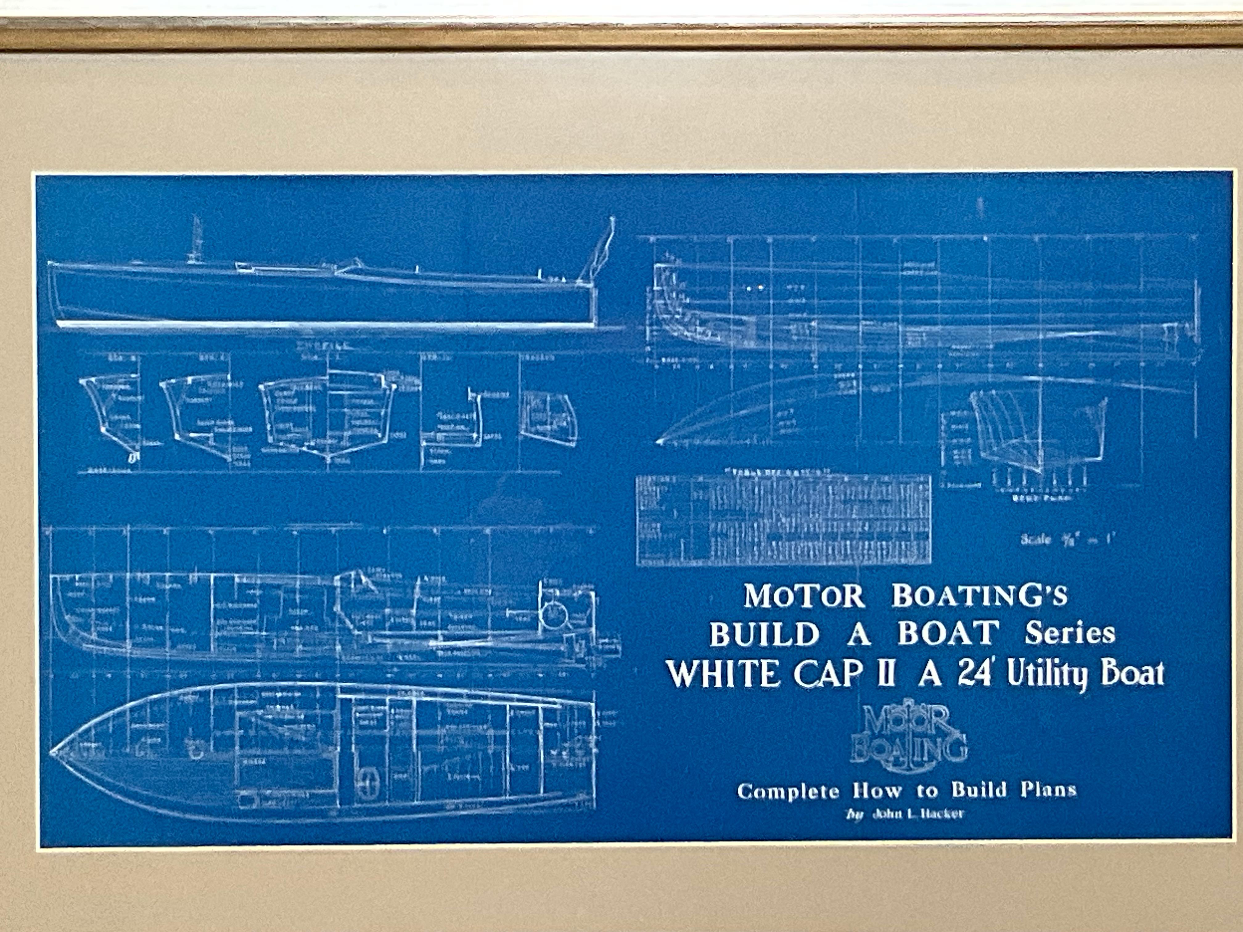 Boat Blueprint der weißen Kapuzenkappe II (Mitte des 20. Jahrhunderts) im Angebot