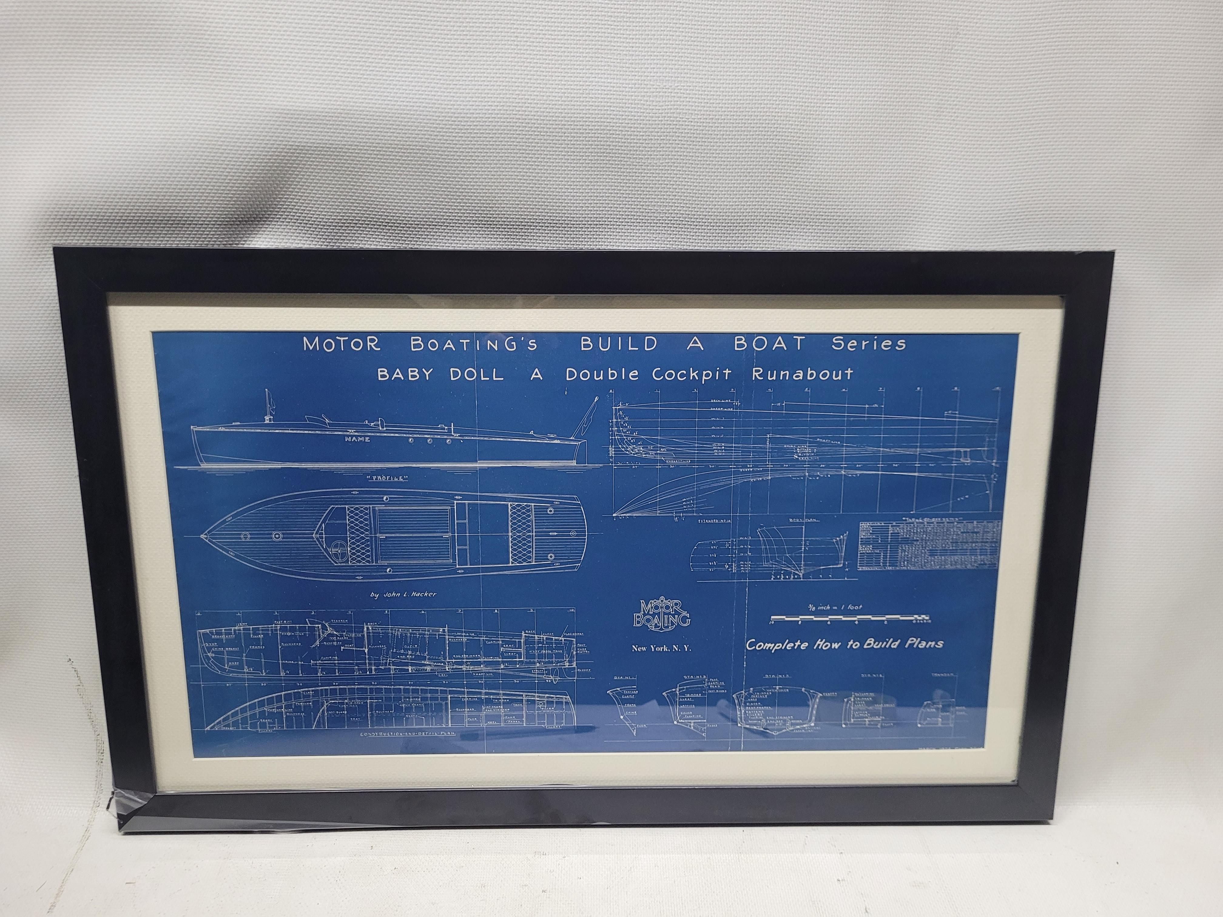 Milieu du XXe siècle Plan Blueprint du bateau 