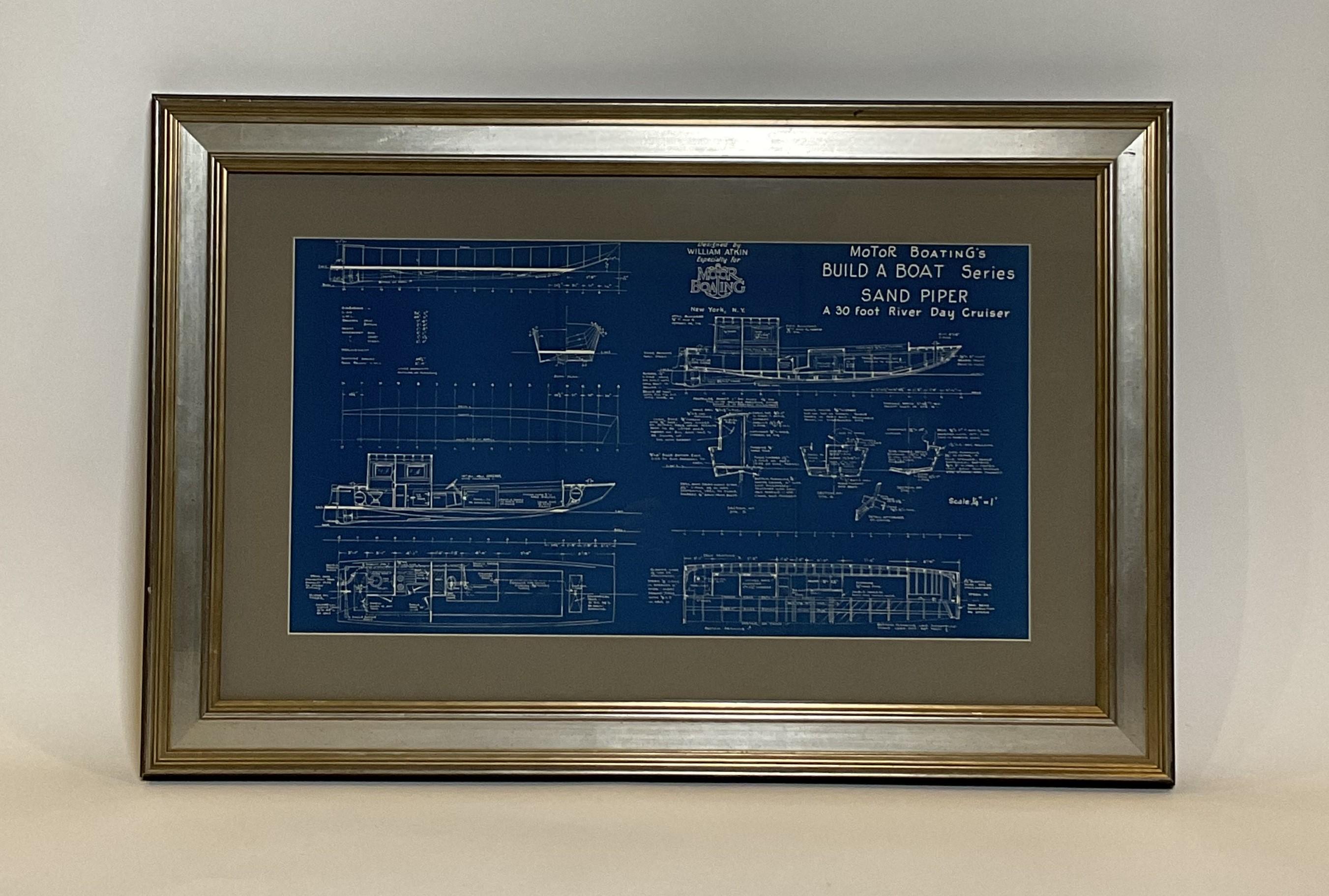 North American Boat Blueprint Showing the Sand Piper For Sale
