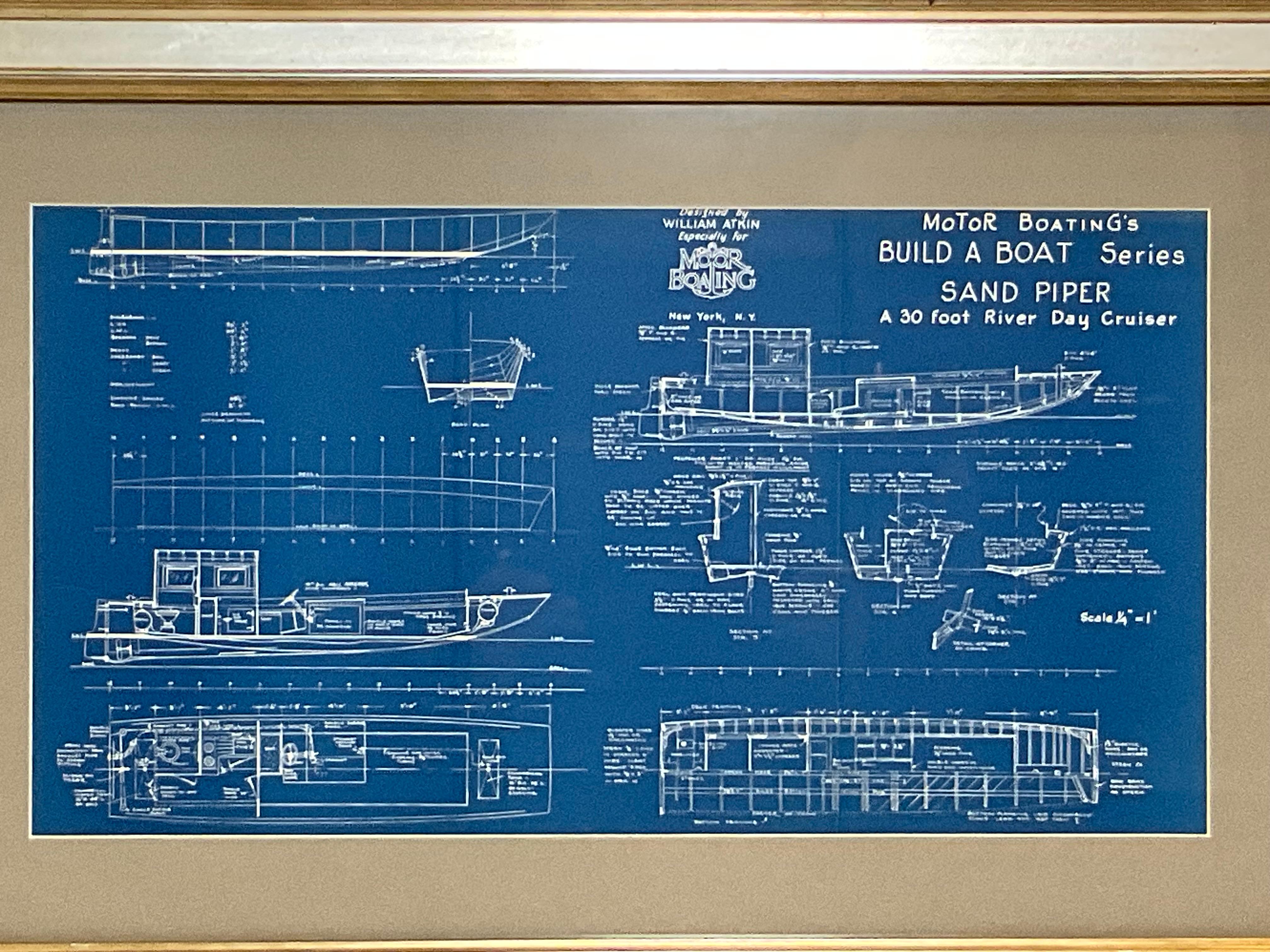 Paper Boat Blueprint Showing the Sand Piper For Sale