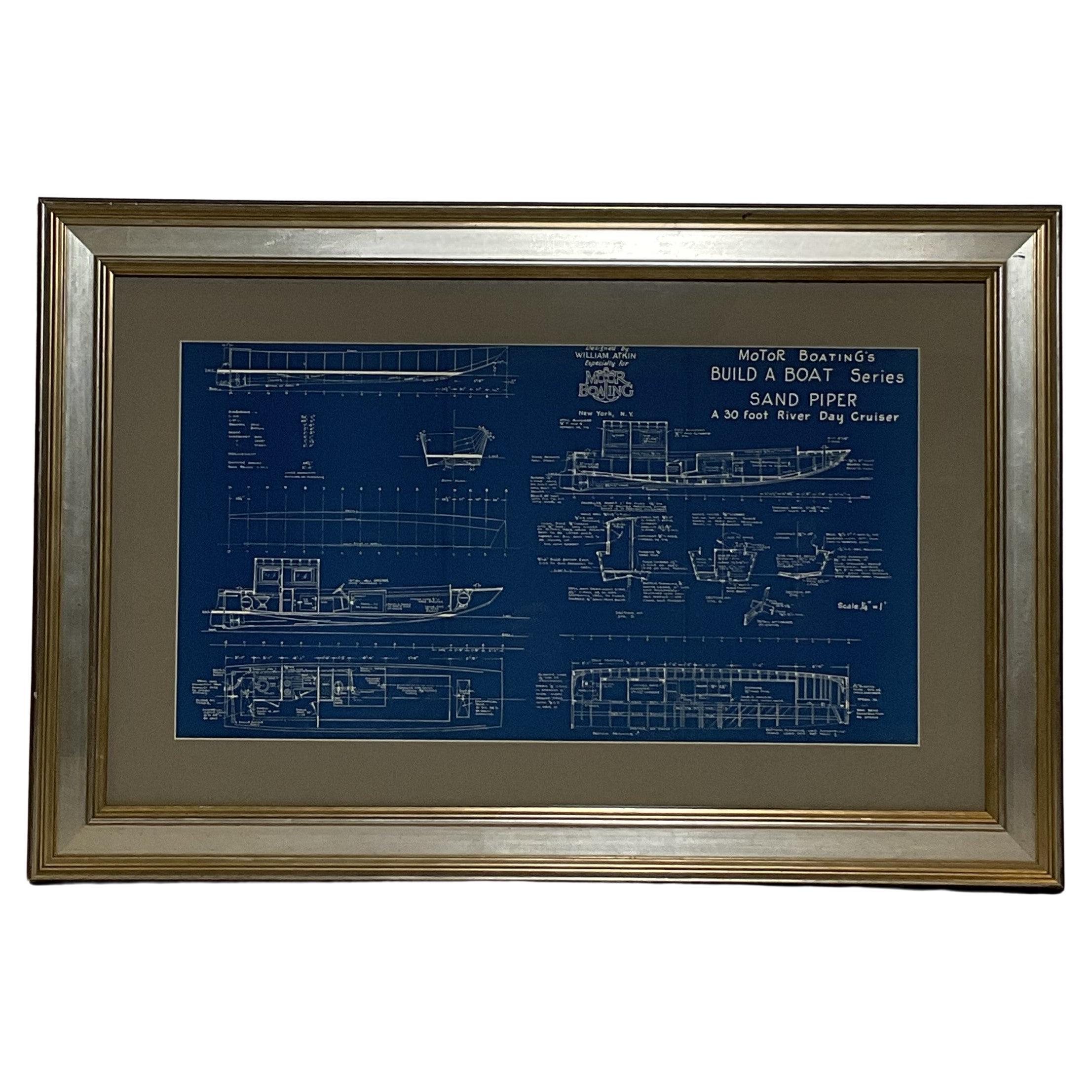 Boat Blueprint Showing the Sand Piper For Sale