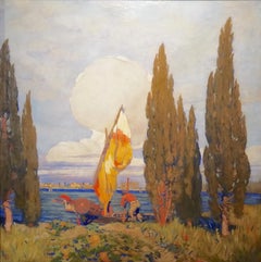 Boat in the Venice Lagoon, Zanetti Zilla Oil Italian Painting Impressionism