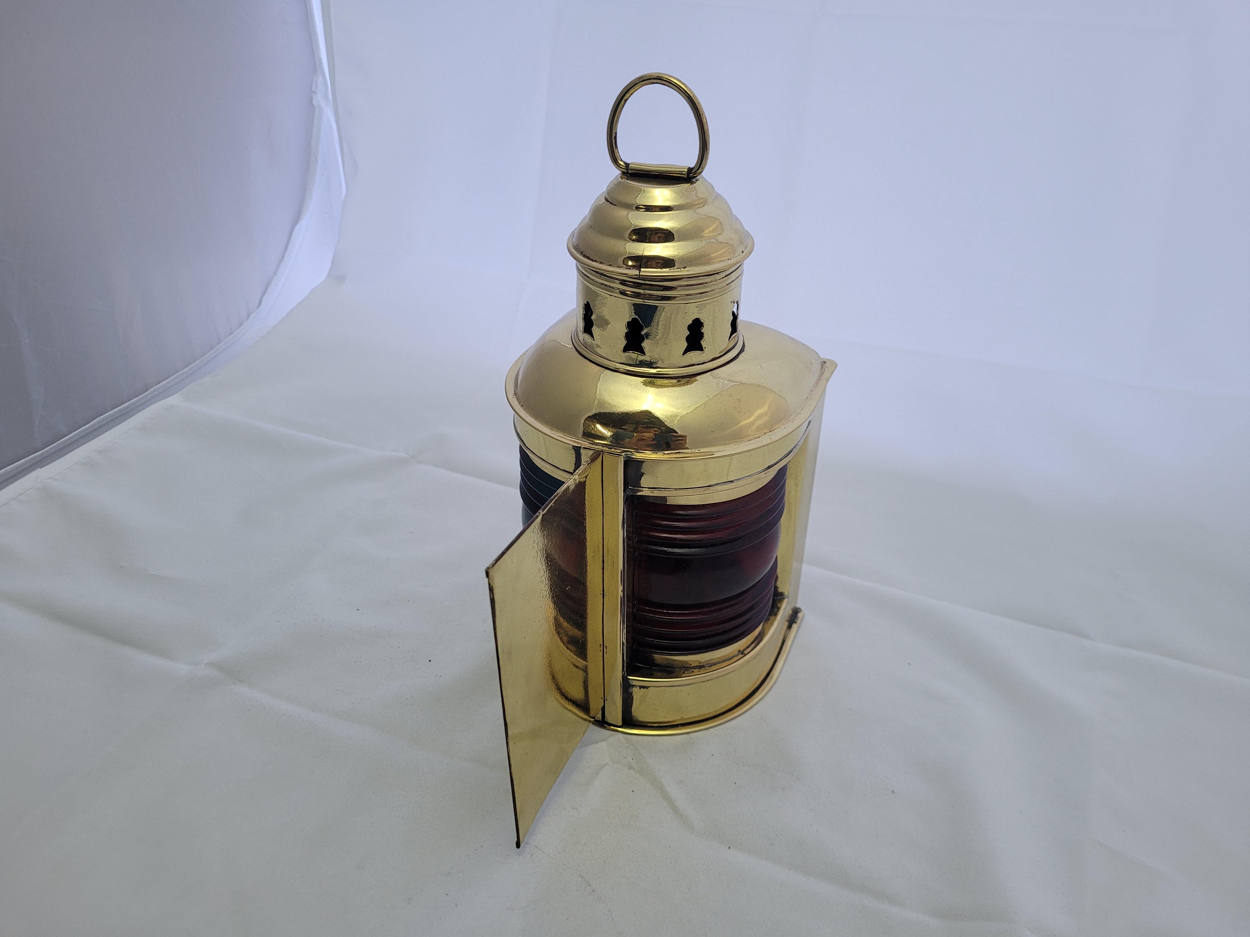 Mid-20th Century Boat Lantern with Red and Blue Lenses For Sale