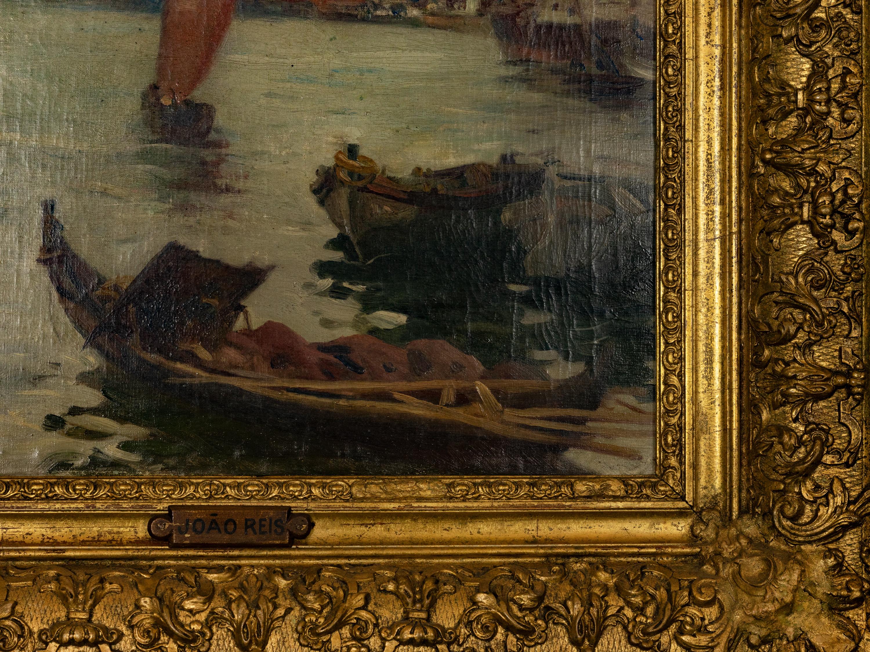 Oiled Portuguese Sea Painting By João Reis, 20th Century For Sale