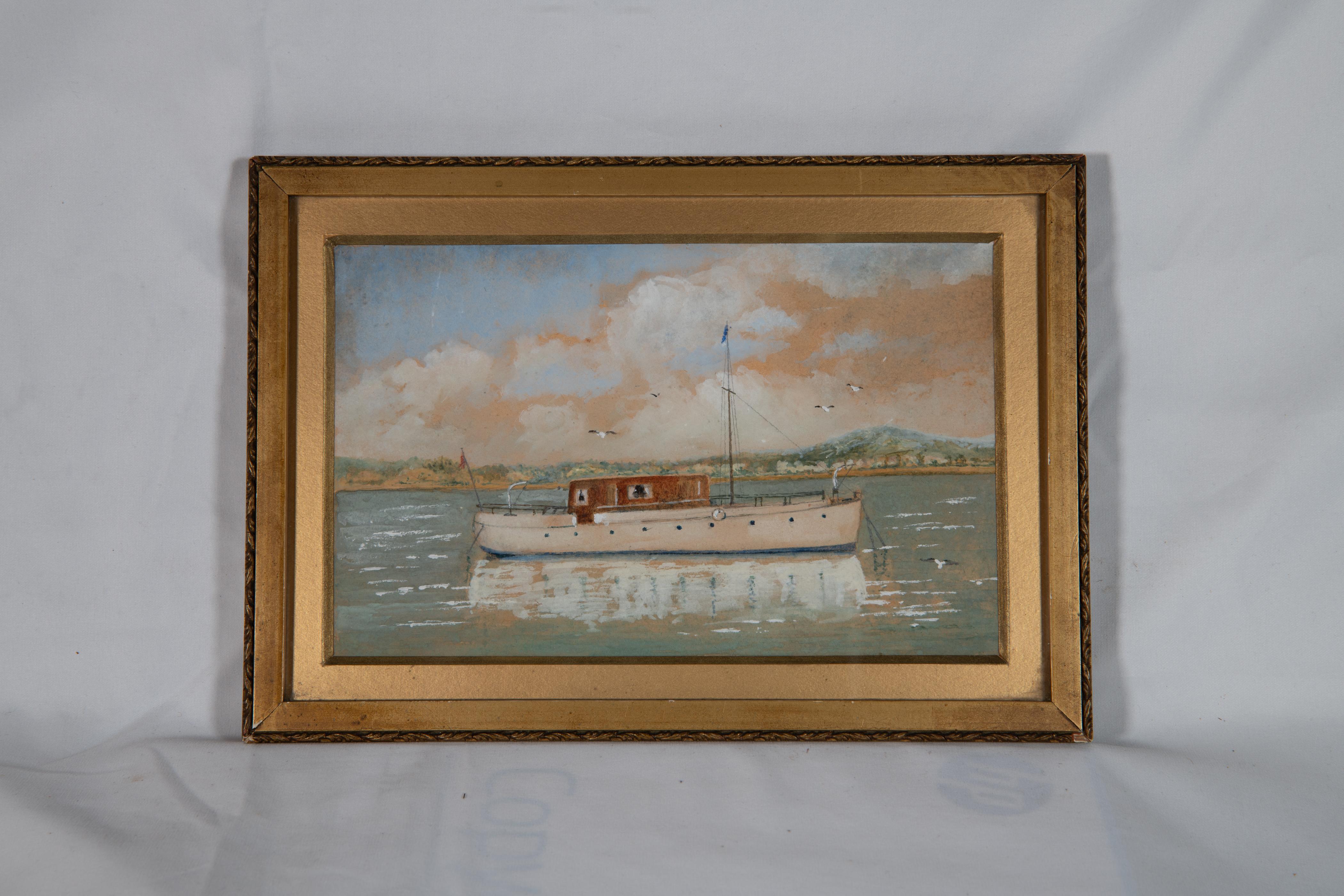 English Boat Painting For Sale