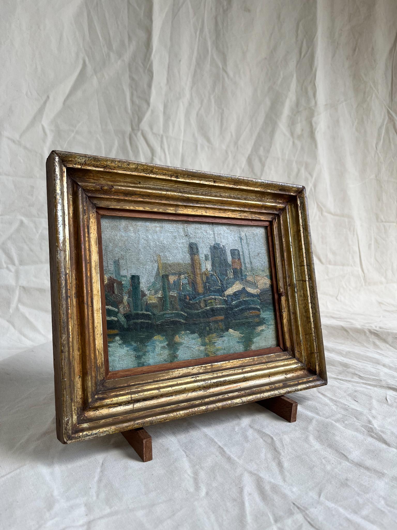 Boat port, oil on wood. Not signed.
From France.