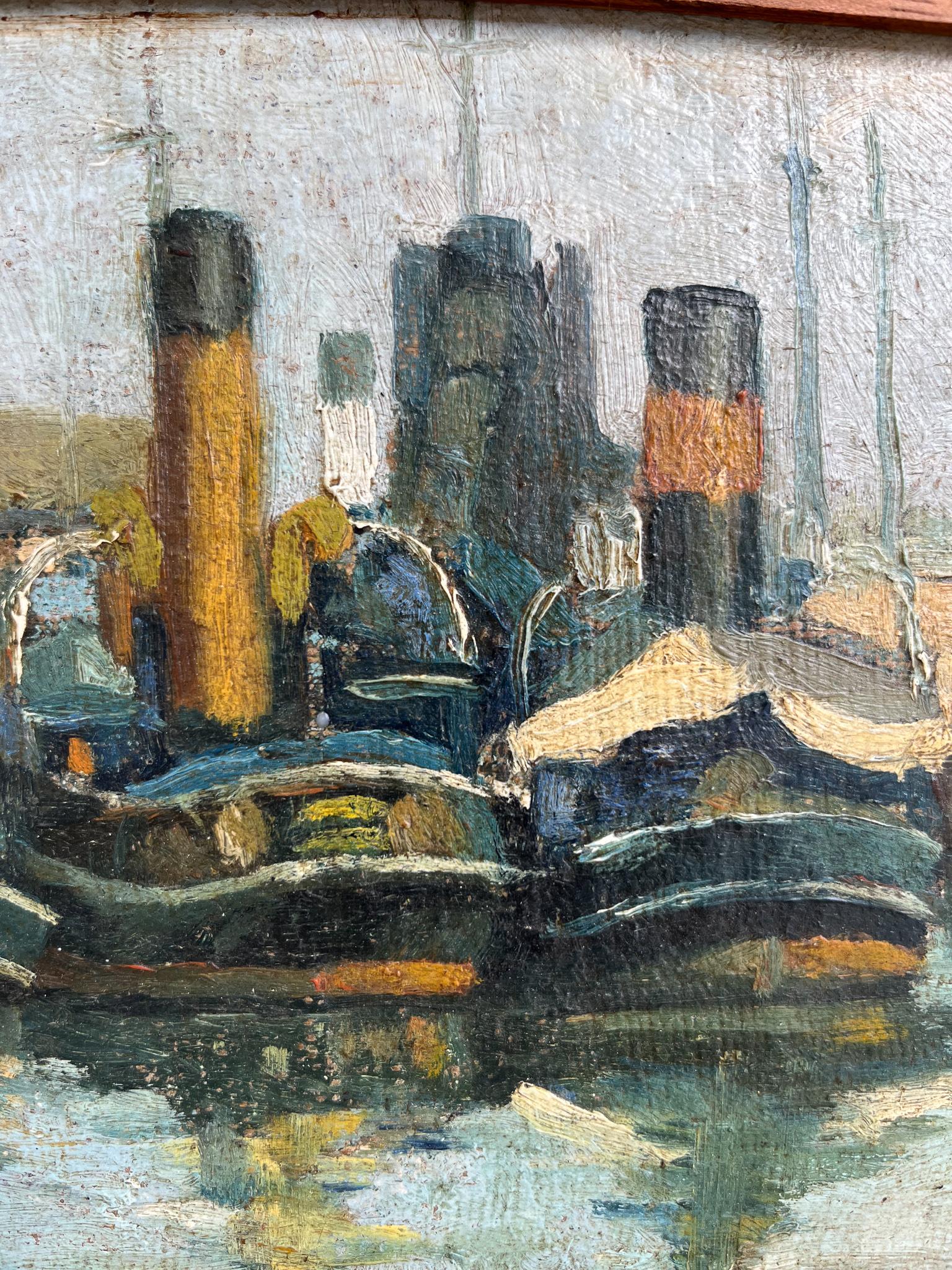 19th Century Boat port in Oil on Wood
