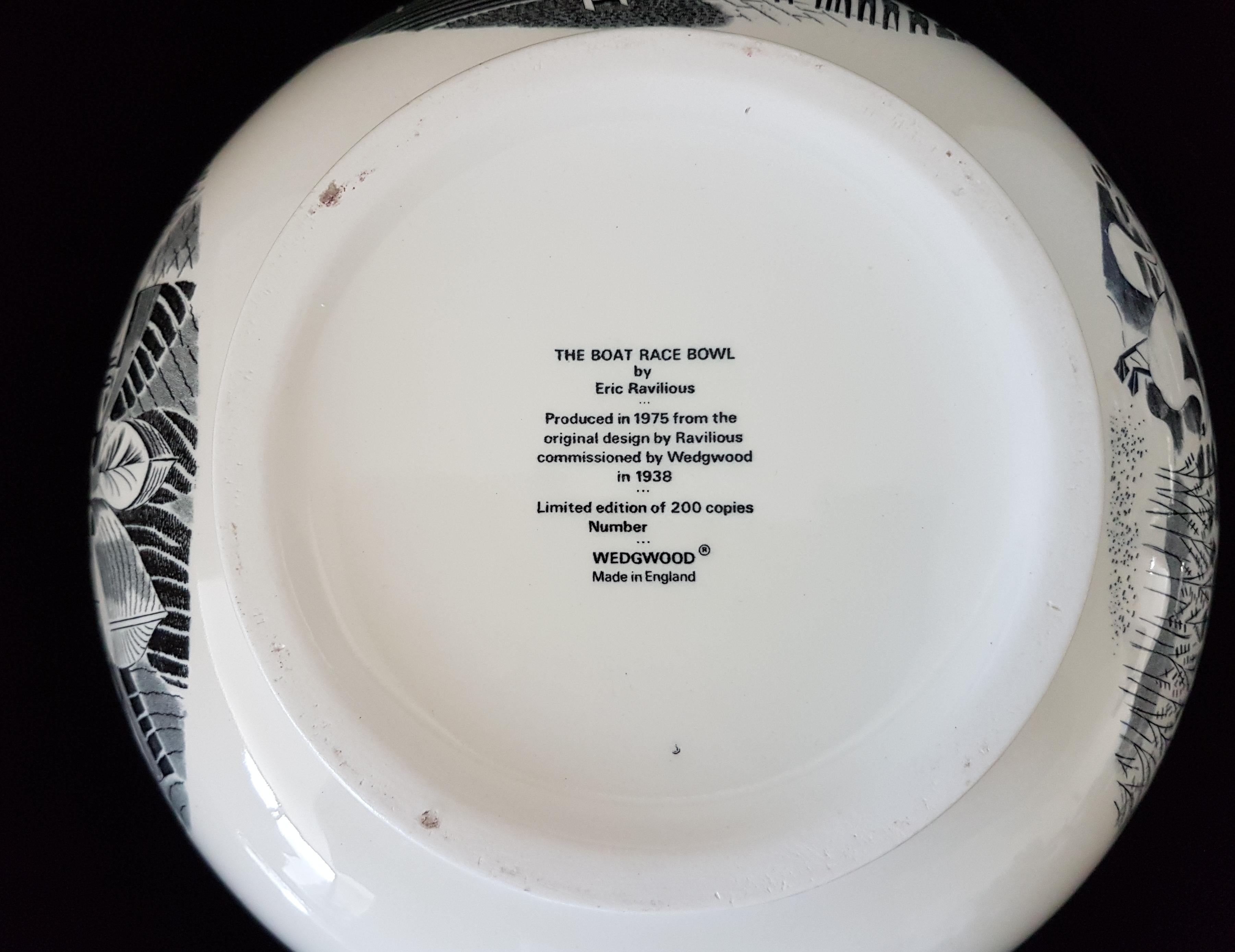 English Boat Race Bowl, by Eric Ravilious, Wedgwood 1973 For Sale