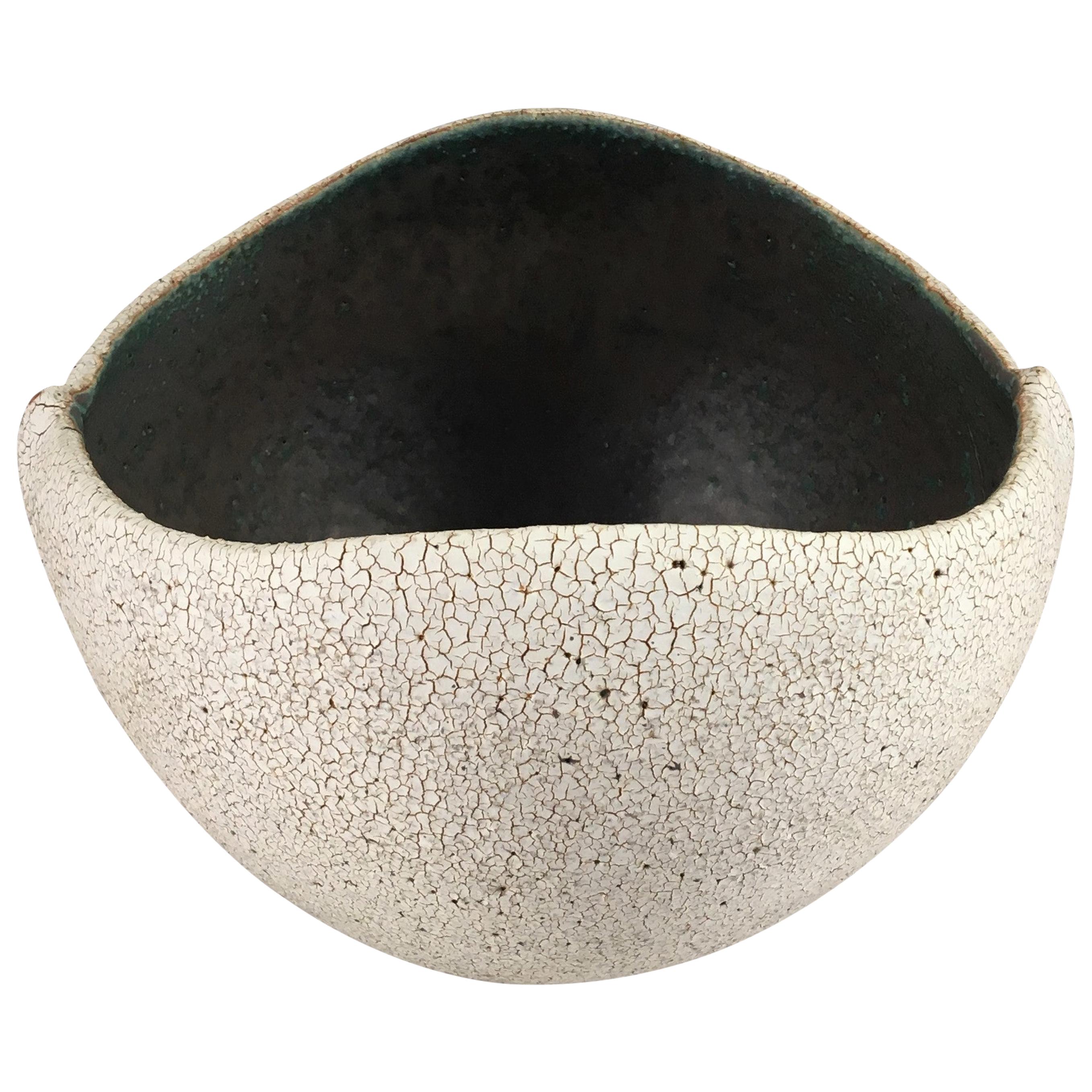 Ceramic Boat Shape Bowl with Glaze by Yumiko Kuga For Sale