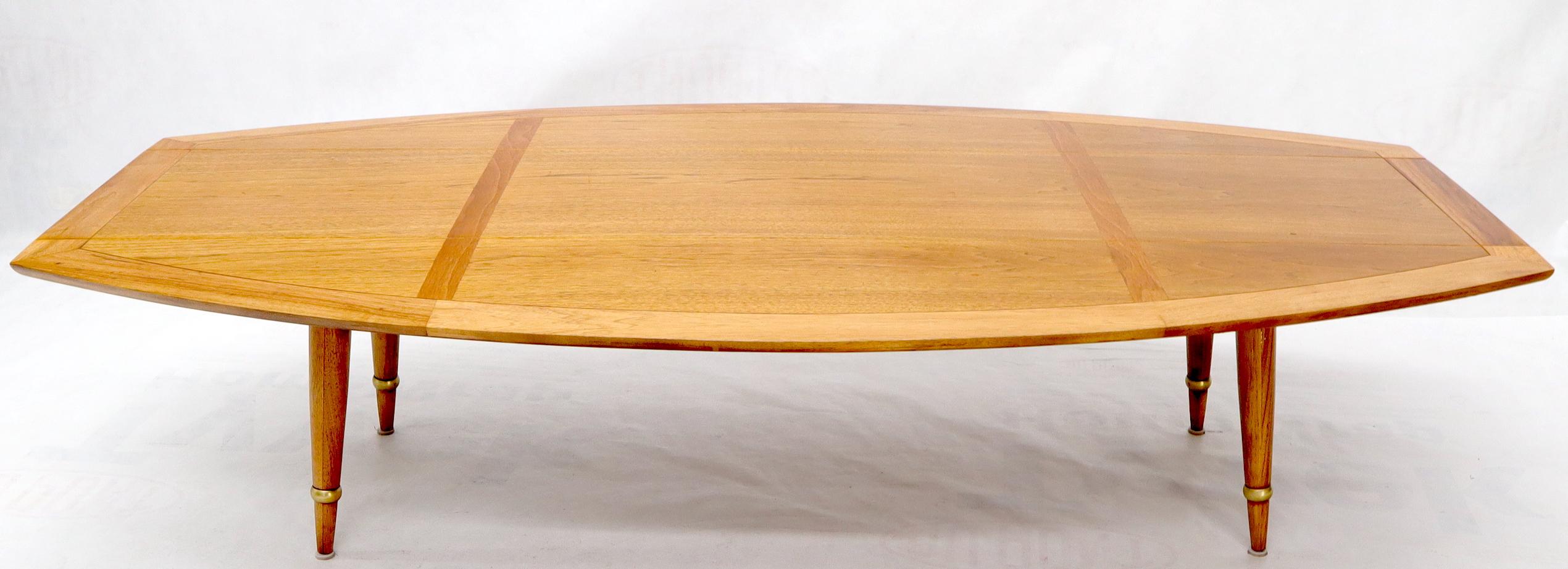 Bleached Boat Shape Large Drop Leaf Expandable Coffee Table For Sale