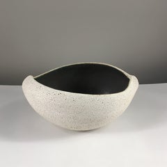 Boat Shaped Bowl with Dark Inner Glaze by Yumiko Kuga