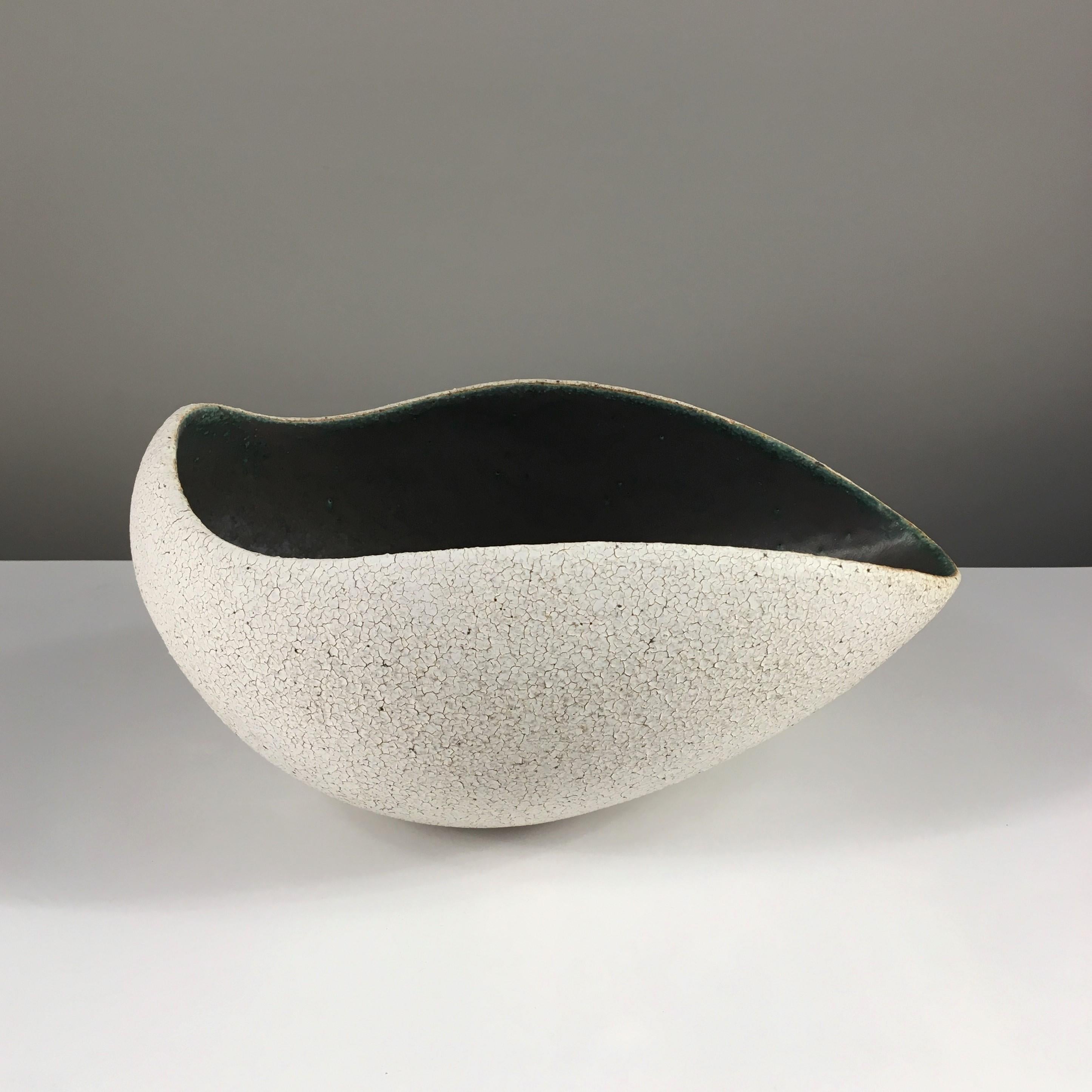 Organic Modern Boat Shaped Bowl with Glaze by Yumiko Kuga For Sale