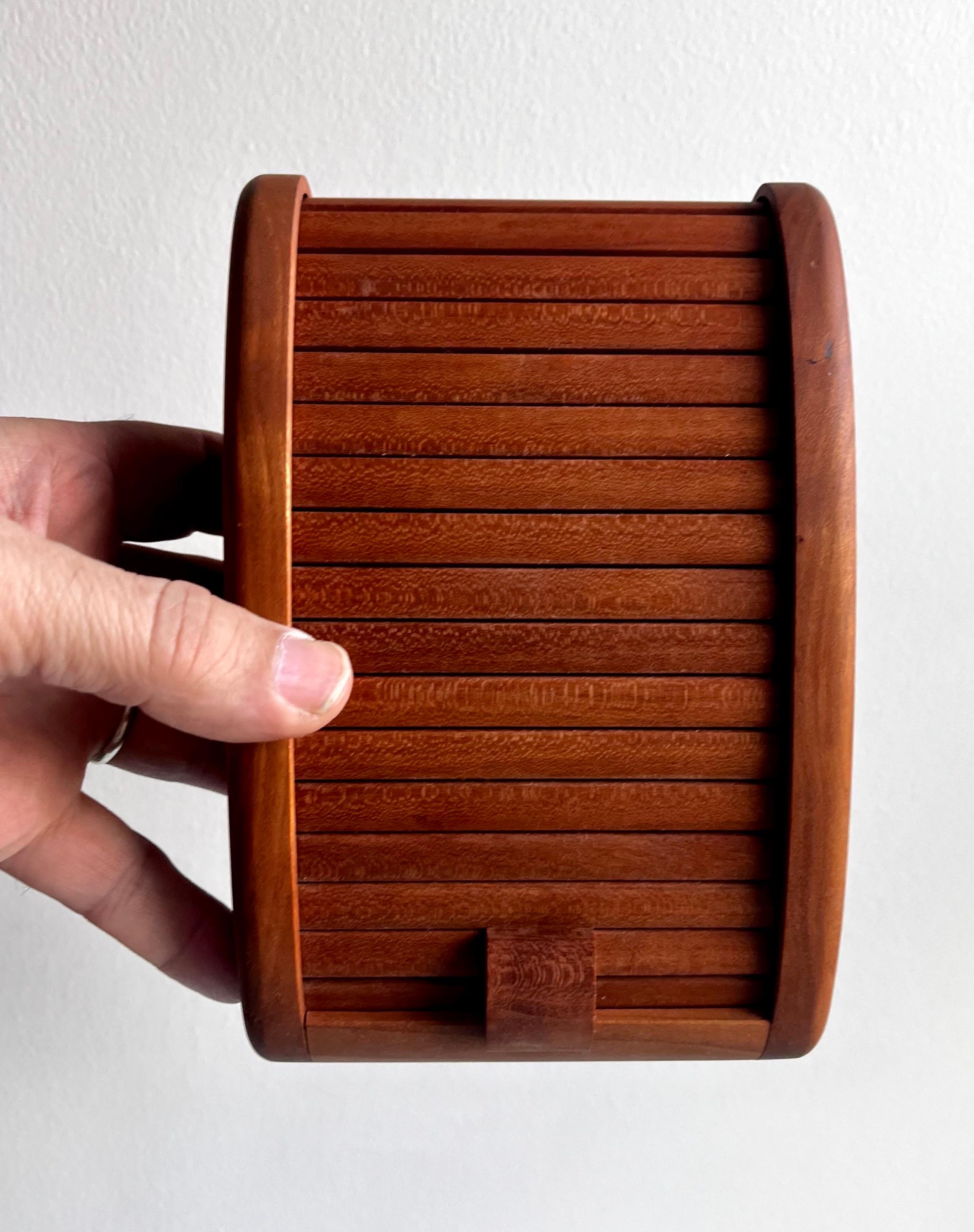 Boat Shaped Teak Box with Tamborine Door, 1981 For Sale 2