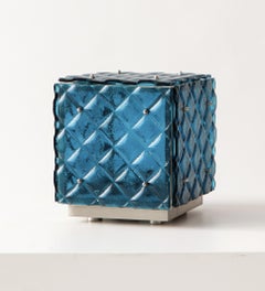 Contemporary Functional Art Ambient Blue Coloured Light Artisanal Fused Glass