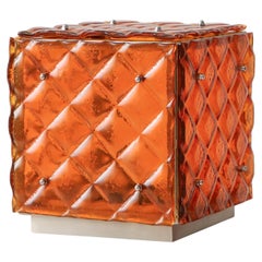 Art contemporain fonctionnel orange ambiant en verre fusionné d'artisanat