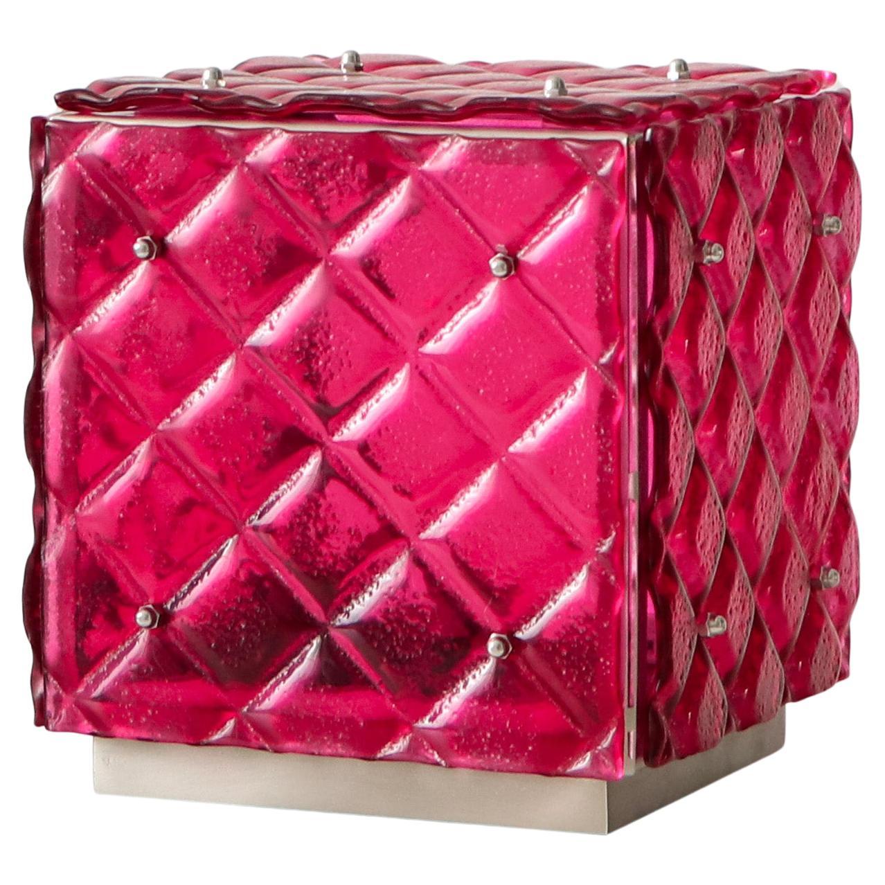 Contemporary Functional Art Ambient Fucsia Coloured Light Artisanal Fused Glass