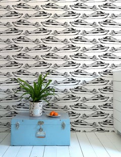 Boating Wallpaper Black and White, Charcoal