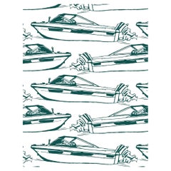 Boating Wallpaper Emerald on White, Hunter