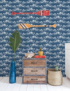 Boating Wallpaper Steel Blue and White, Marina