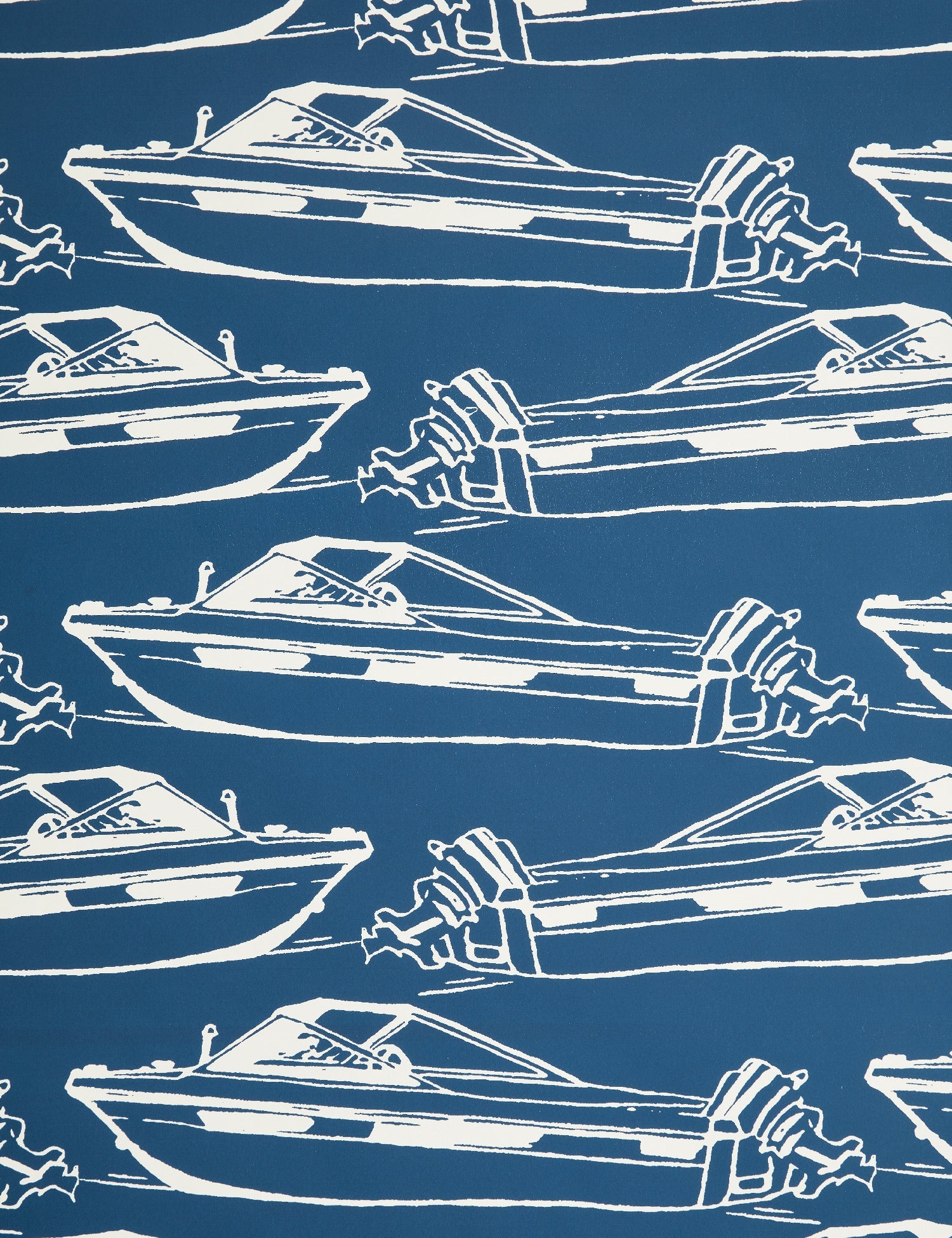 Bootstapete Stahlblau und Weiß, Marina im Angebot