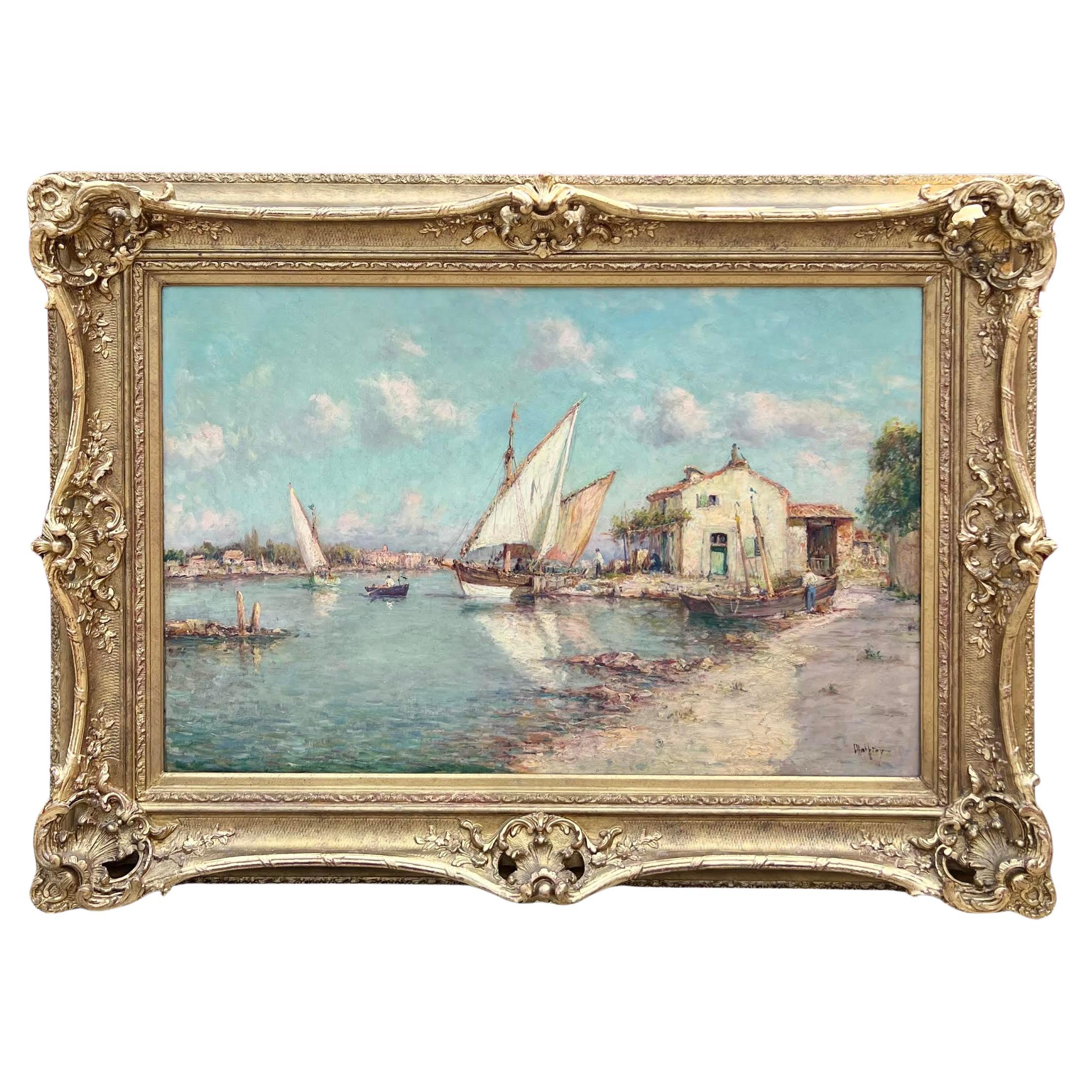 "Barche in un porto del Mediterraneo" di Henry Malfroy