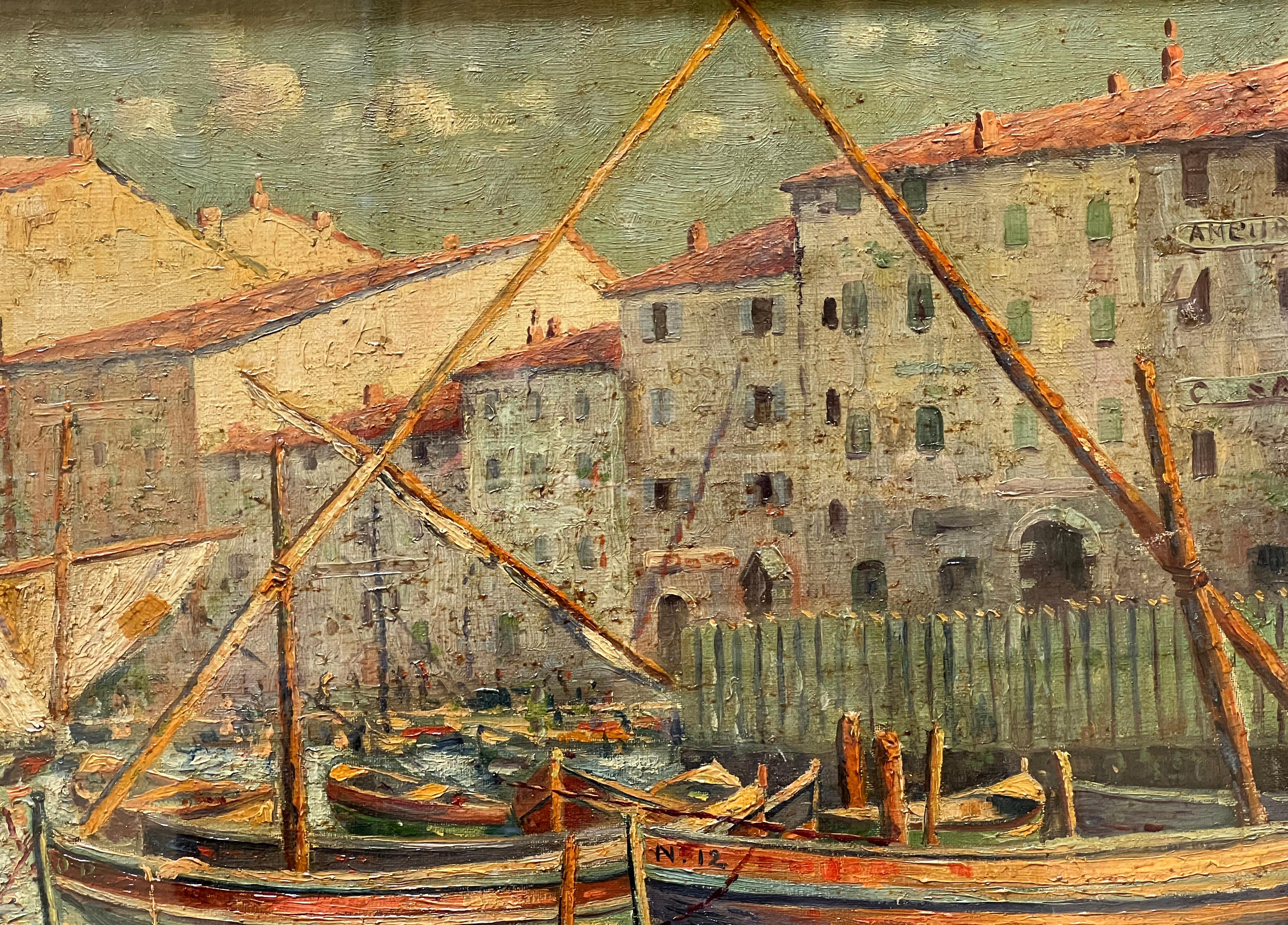 Italian Boats in Portofino. Italy, 1920 For Sale