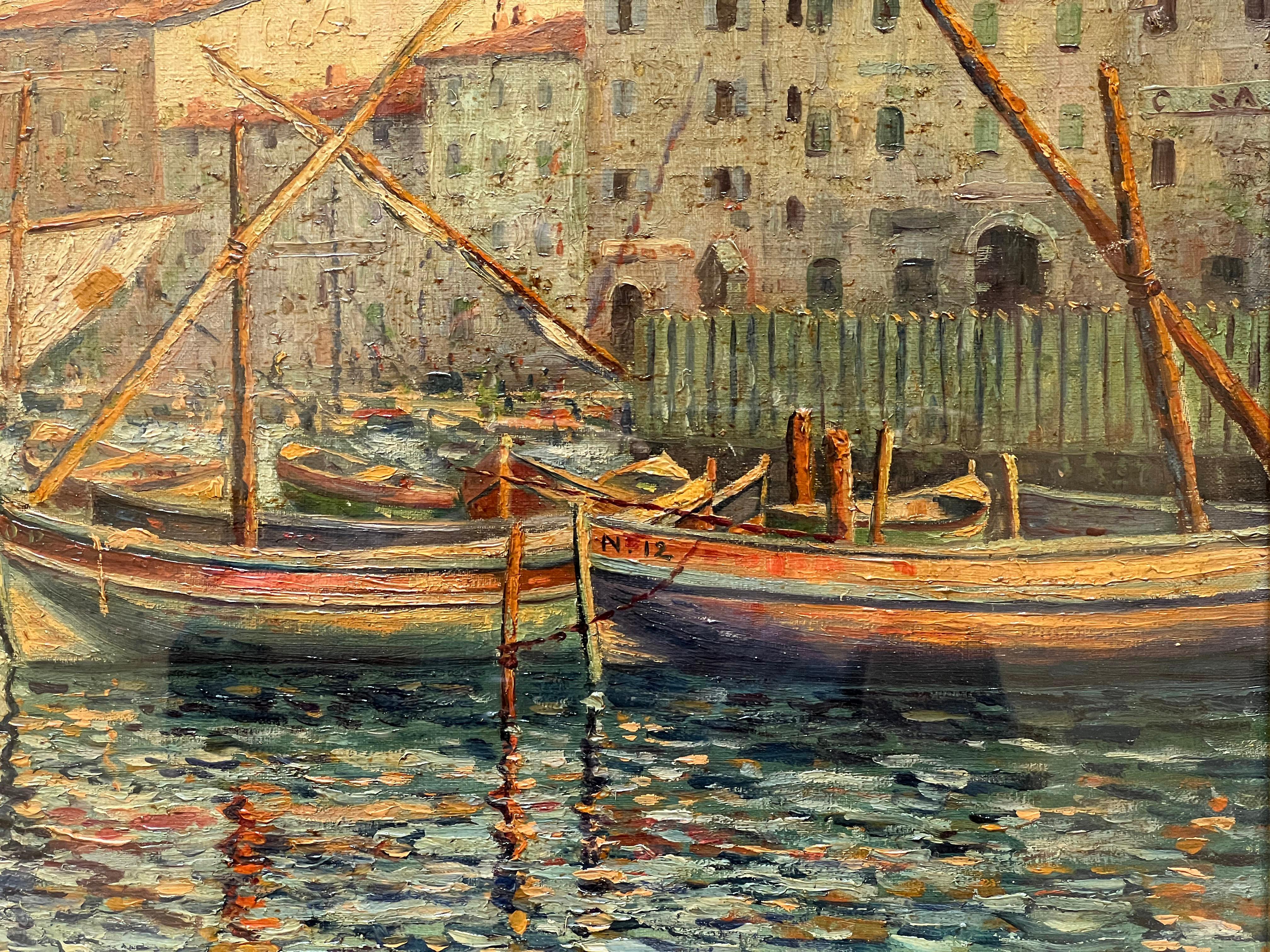 Painted Boats in Portofino. Italy, 1920 For Sale