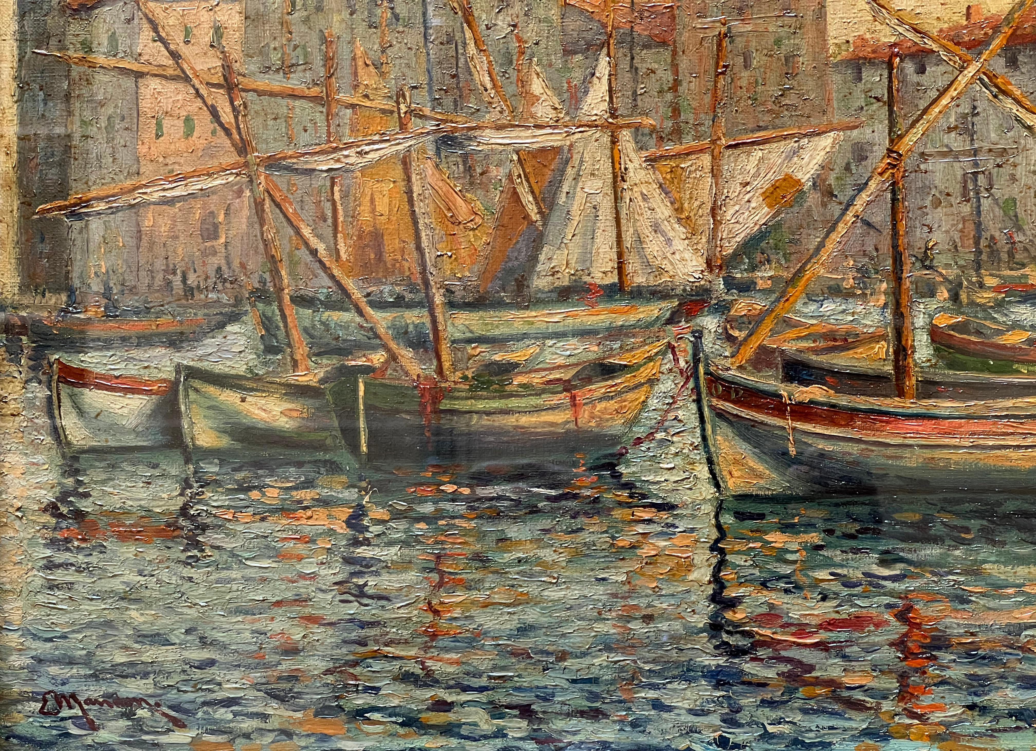 Boats in Portofino. Italy, 1920 In Good Condition For Sale In Budapest, HU