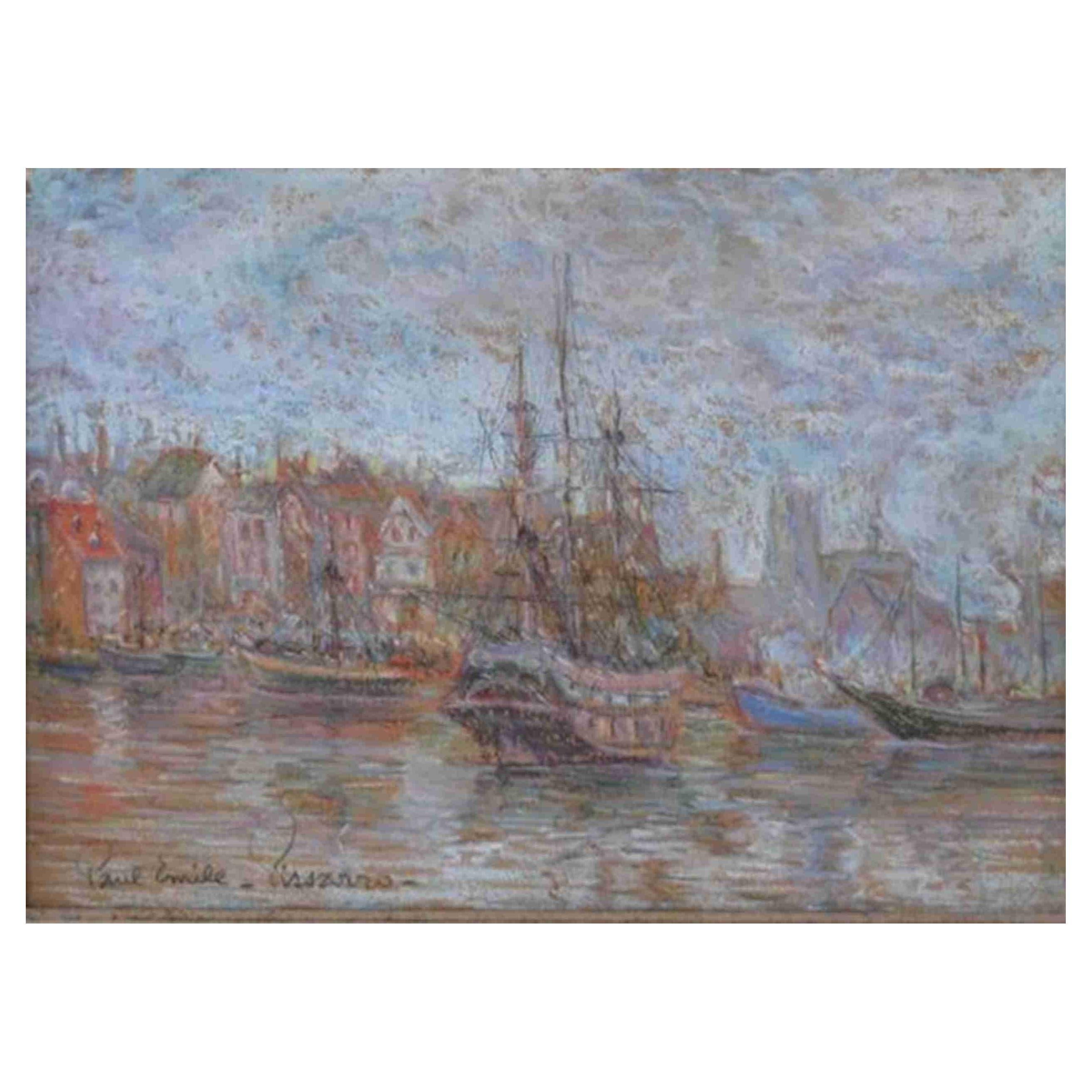 Boats in the Harbor by Paul-Emile Pissaro For Sale